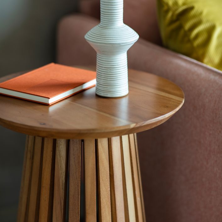 Fawn Slatted Side Table by Hudson Living | Style Our Home