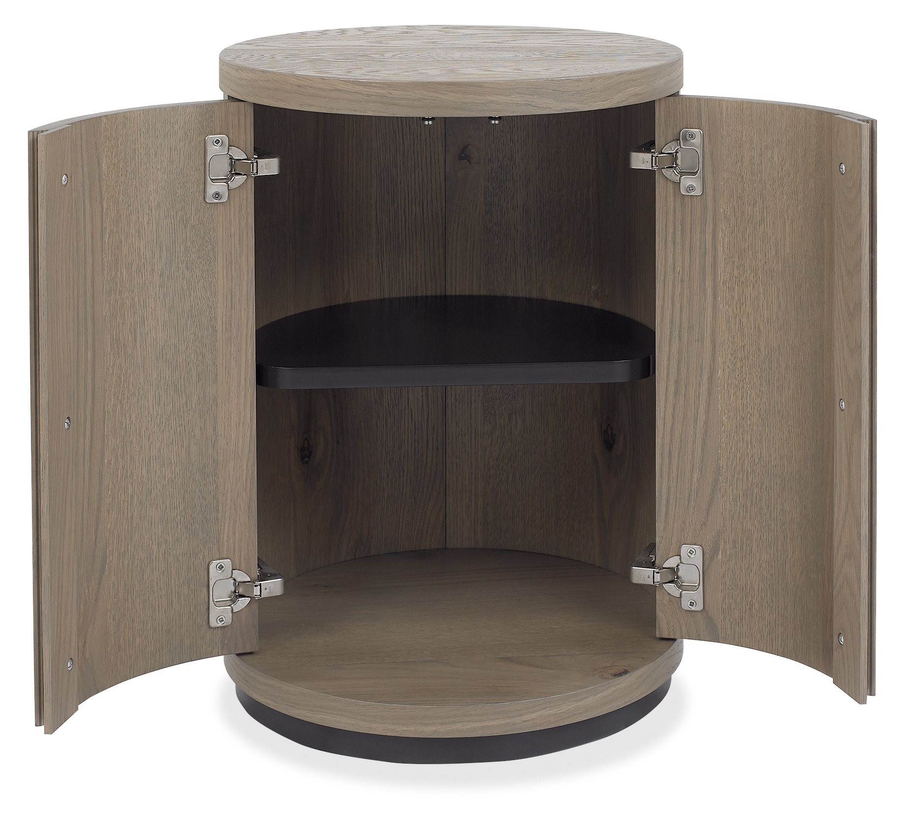 Vega Grey Oiled Oak & Peppercorn Round Lamp Table by Bentley Designs | Style Our Home
