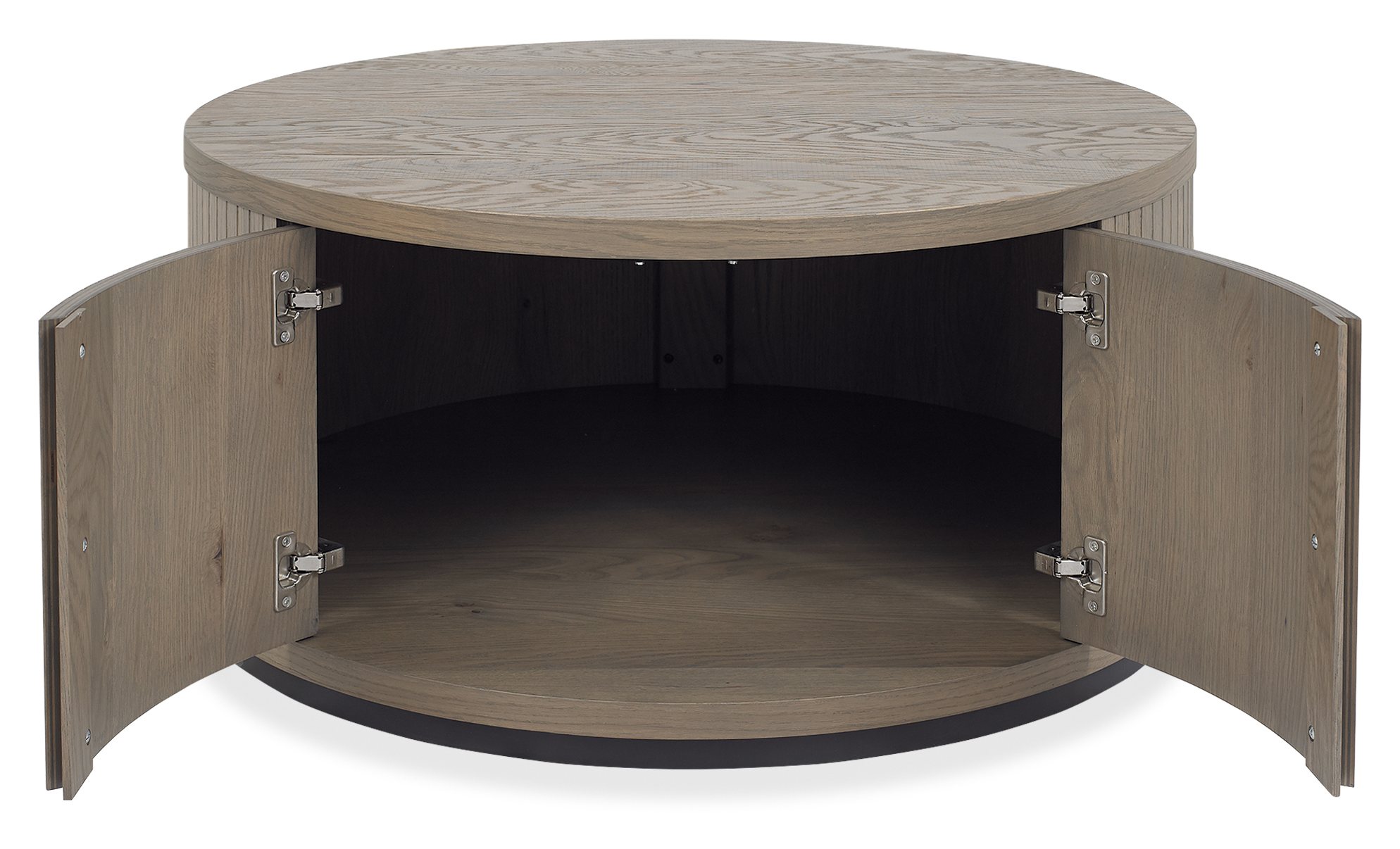 Vega Grey Oiled Oak & Peppercorn Round Coffee Table by Bentley Designs | Style Our Home