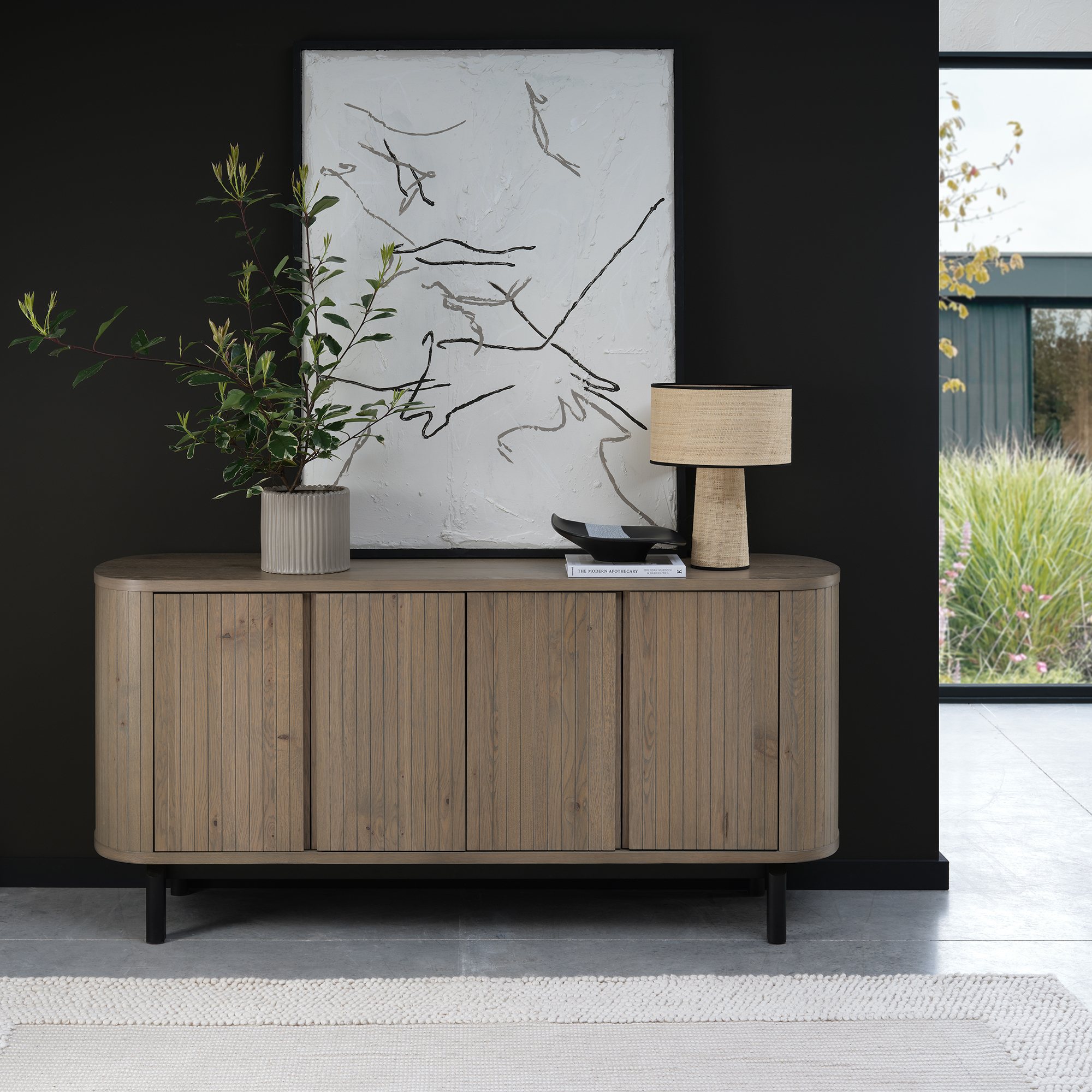 Vega Grey Oiled Oak & Peppercorn Wide Sideboard by Bentley Designs | Style Our Home