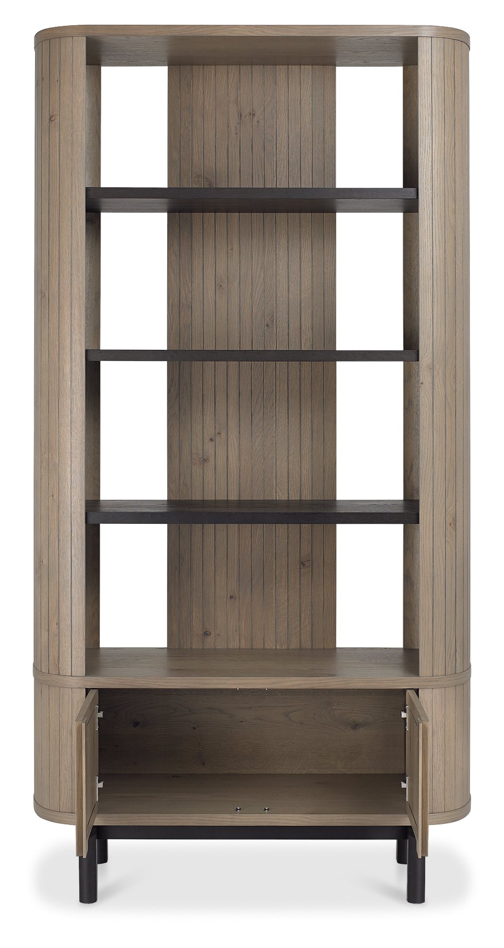 Vega Grey Oiled Oak & Peppercorn Display Unit by Bentley Designs | Style Our Home