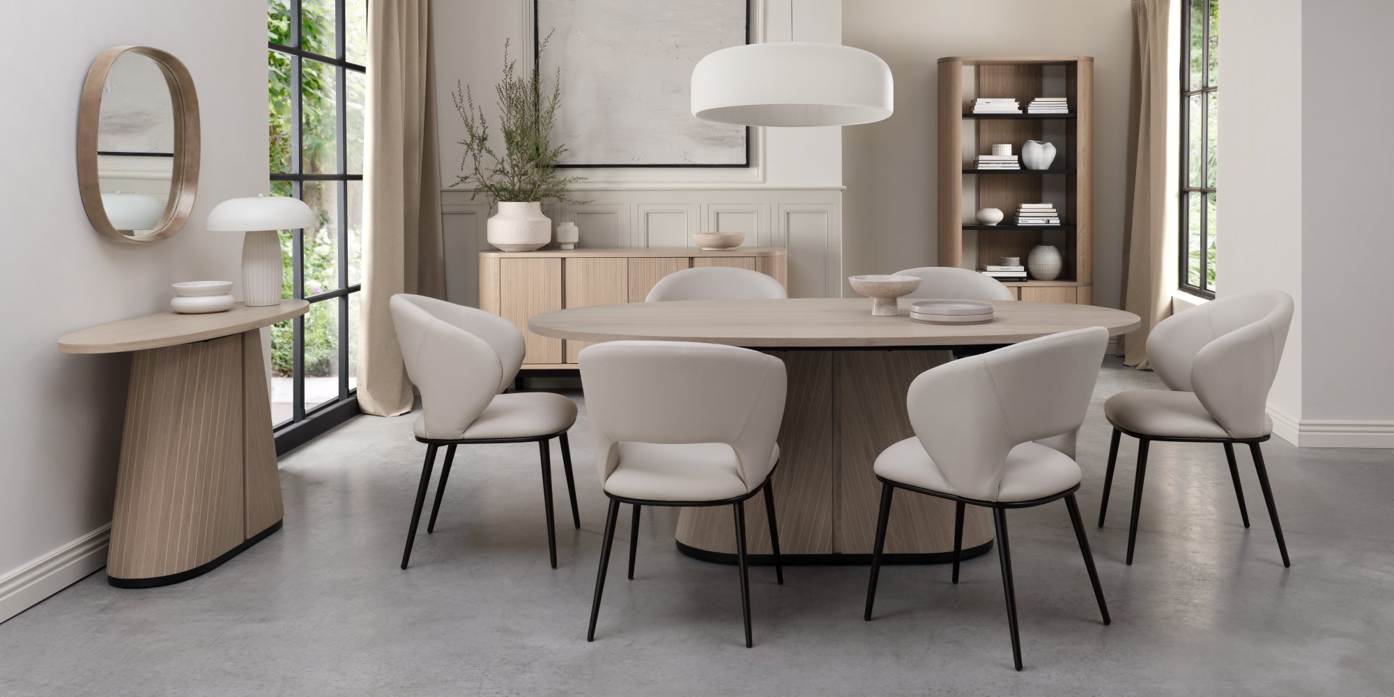 Vega Scandi Oak & Peppercorn 6 Seater Table by Bentley Designs | Style Our Home