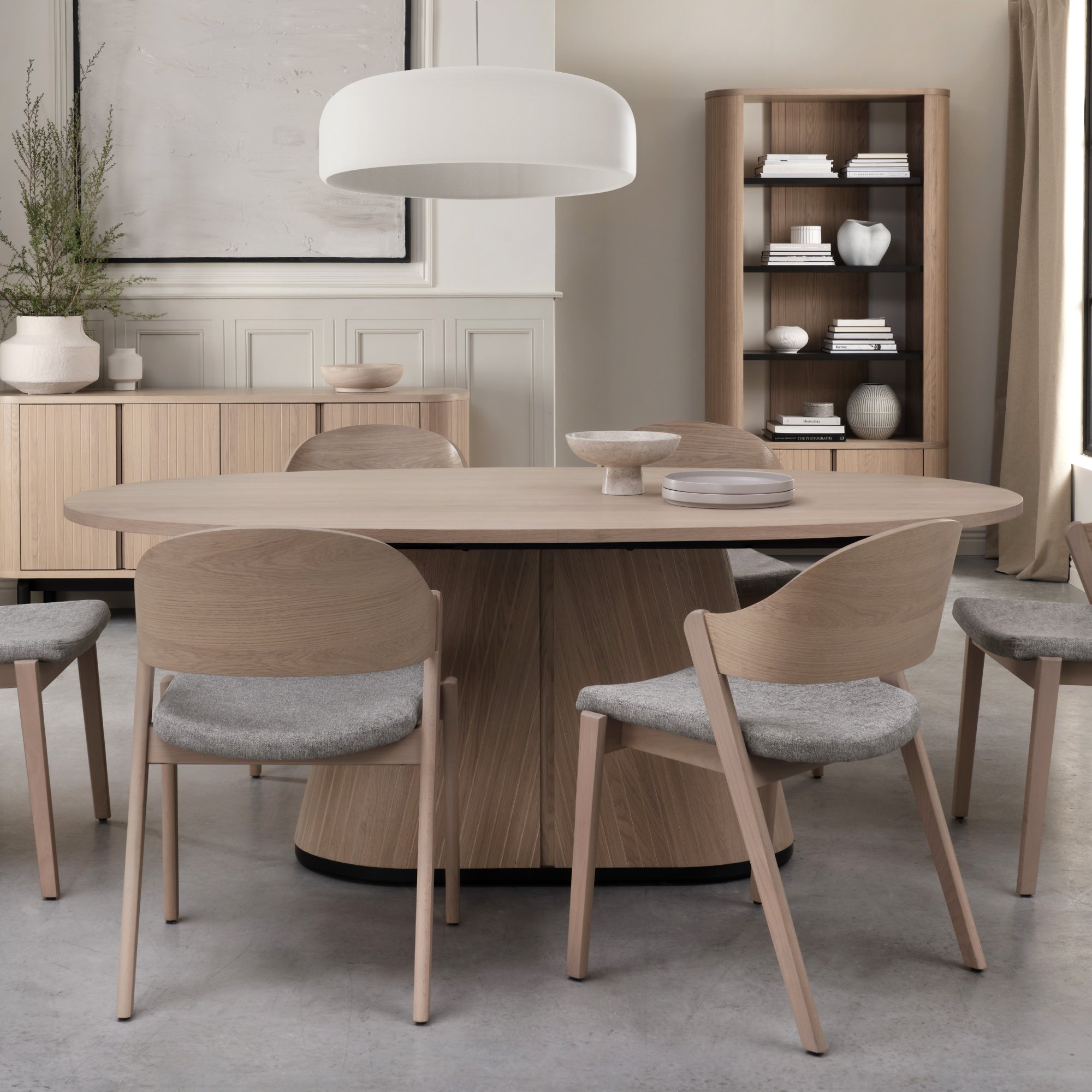 Vega Scandi Oak & Peppercorn 6 Seater Table by Bentley Designs | Style Our Home