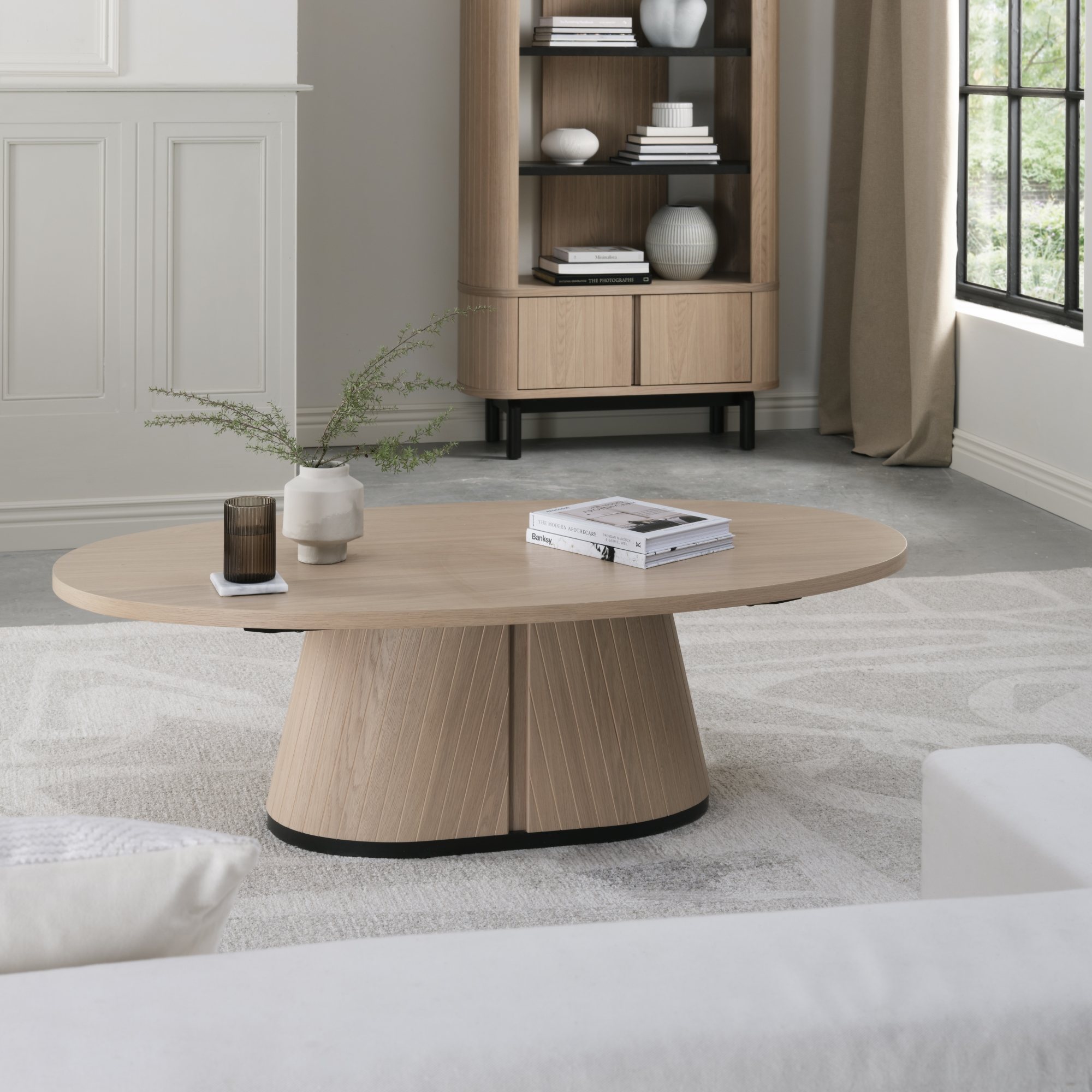 Vega Scandi Oak & Peppercorn Oval Coffee Table by Bentley Designs | Style Our Home