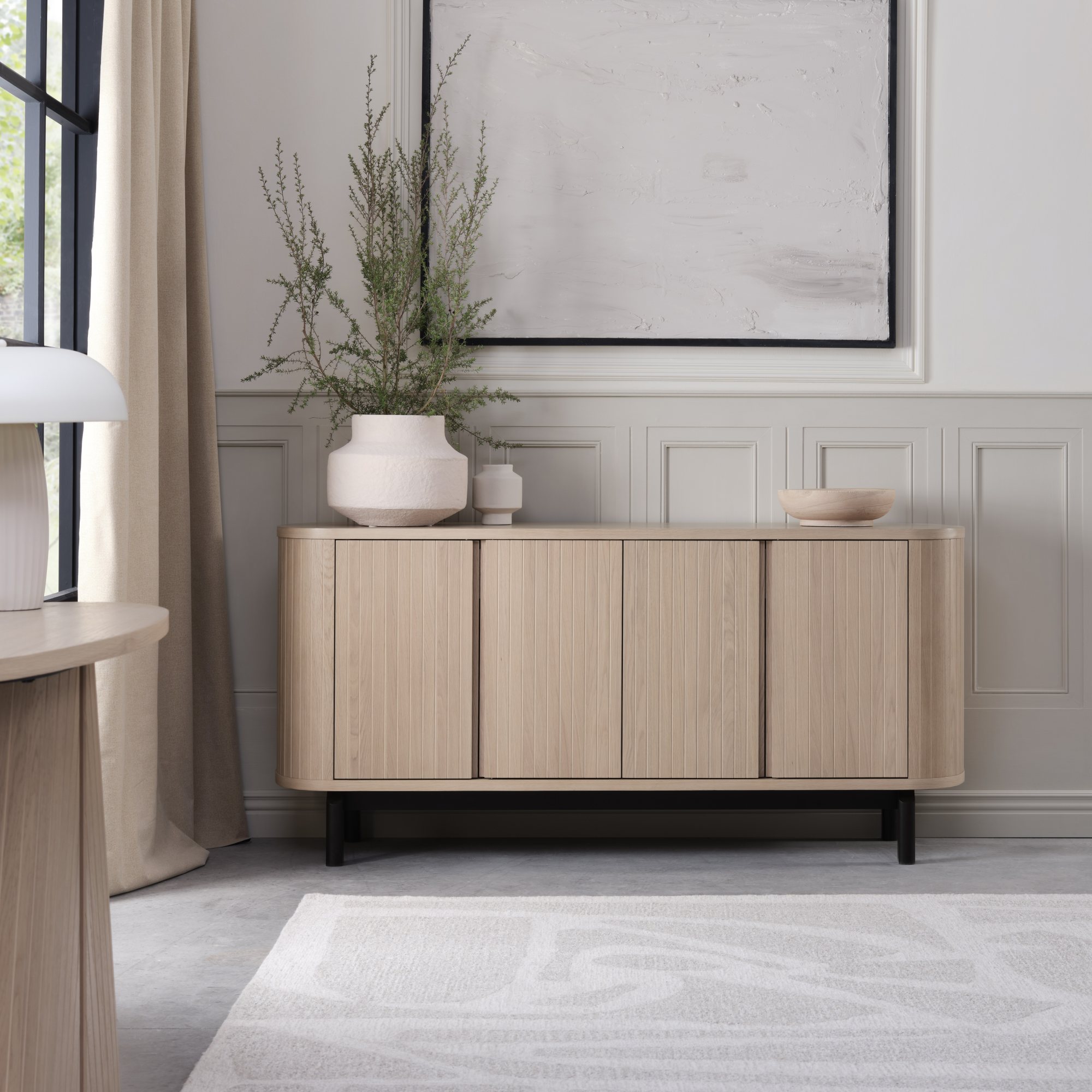 Vega Scandi Oak & Peppercorn Wide Sideboard by Bentley Designs | Style Our Home