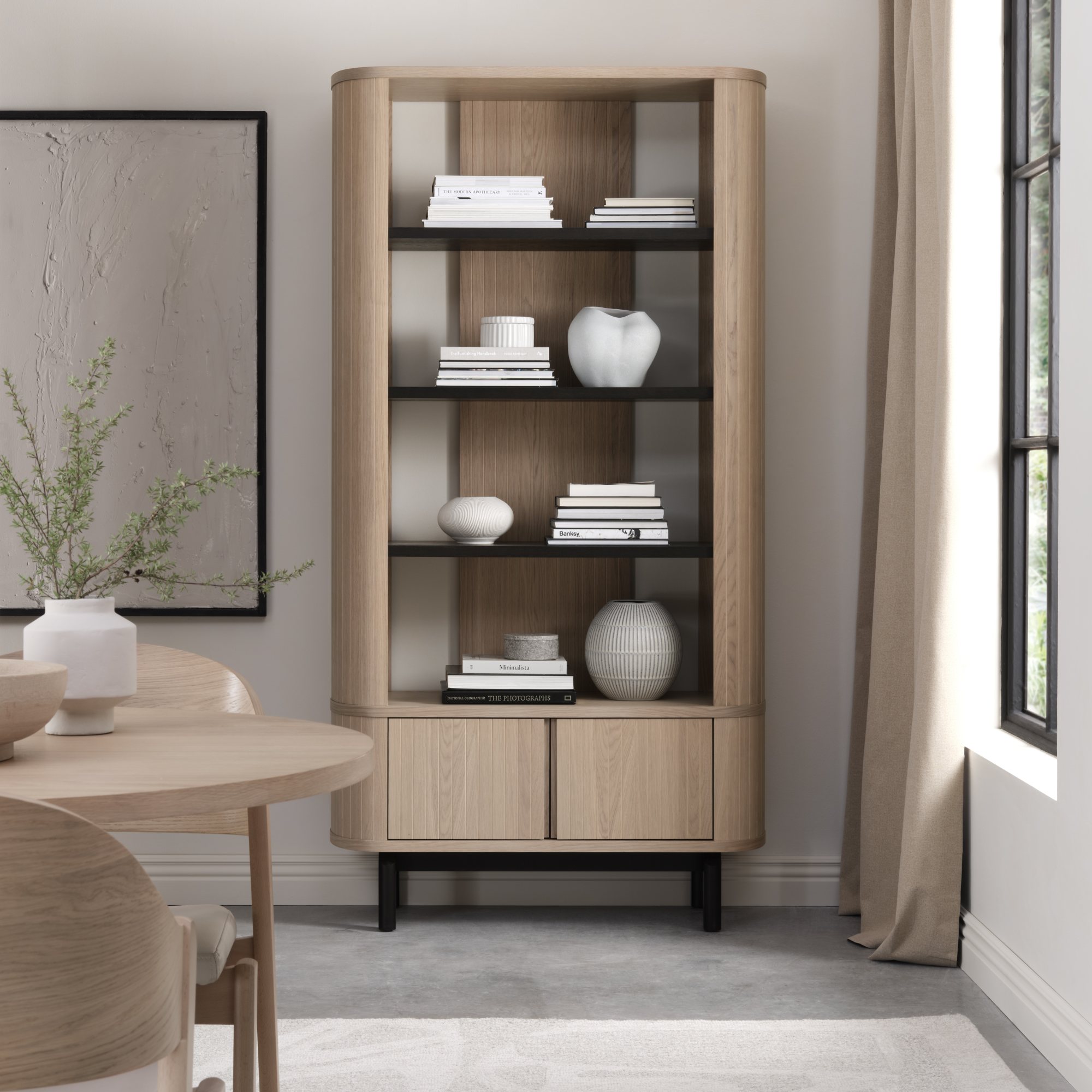 Vega Scandi Oak & Peppercorn Display Unit by Bentley Designs | Style Our Home