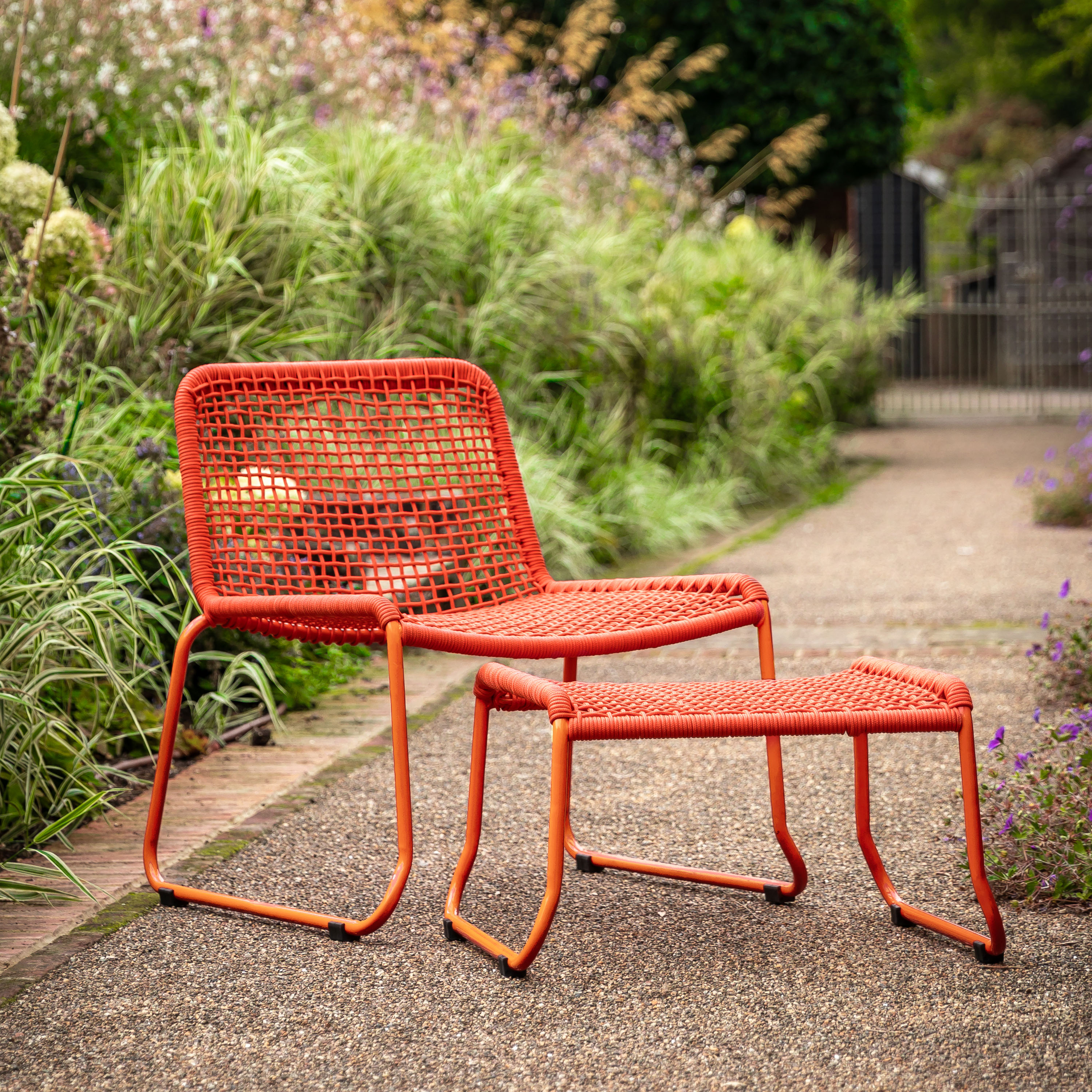 Sassaro Lounge Chair with Footstool Orange by Gallery Living | Style Our Home