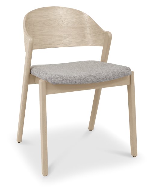 Vega Scandi Oak Ply Back Chair - Grey Fabric (Pair)by Bentley Designs | Style Our Home