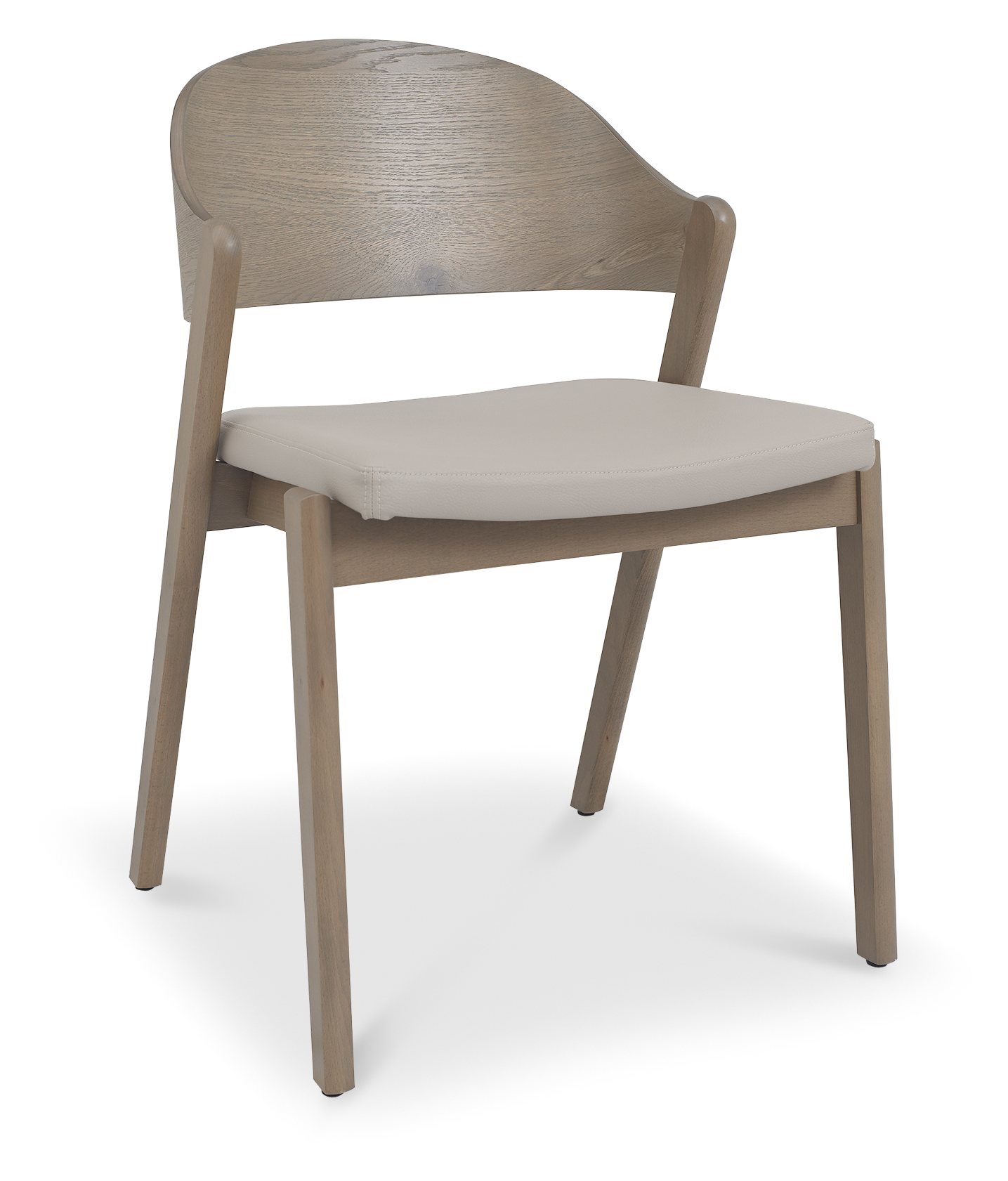 Vega Grey Oiled Oak Ply Back Chair - Grey Bonded Leather (Pair) by Bentley Designs | Style Our Home