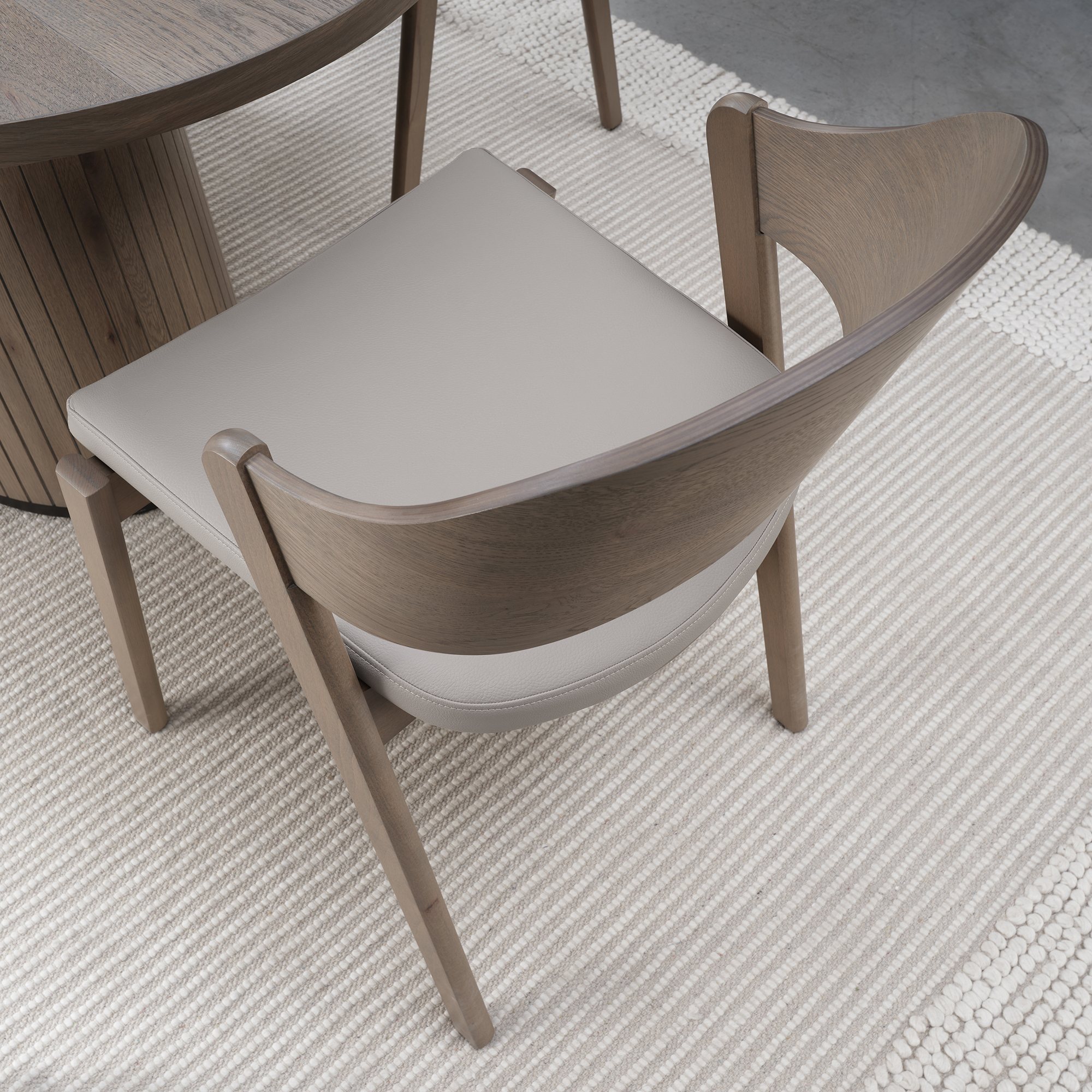 Vega Grey Oiled Oak Ply Back Chair - Grey Bonded Leather (Pair) by Bentley Designs | Style Our Home