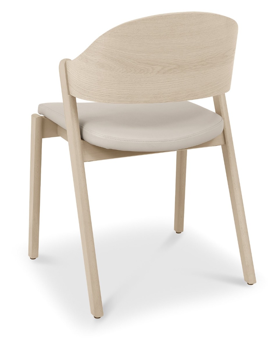 Vega Scandi Oak Ply Back Chair - Ivory Bonded Leather (Pair)by Bentle by Designs | Style Our Home