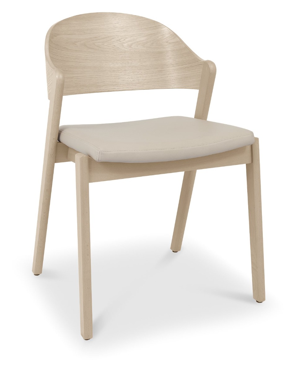 Vega Scandi Oak Ply Back Chair - Ivory Bonded Leather (Pair)by Bentle by Designs | Style Our Home