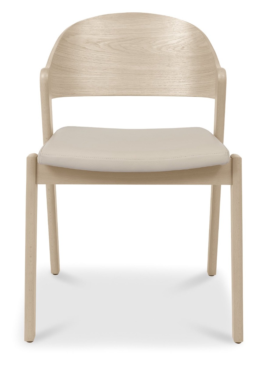 Vega Scandi Oak Ply Back Chair - Ivory Bonded Leather (Pair)by Bentle by Designs | Style Our Home