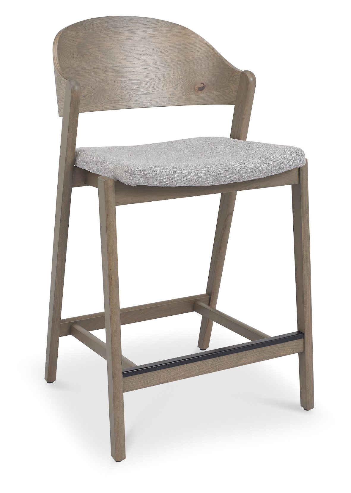 Vega Grey Oiled Oak Bar Stool - Grey Fabric (Single) by Bentley Designs | Style Our Home