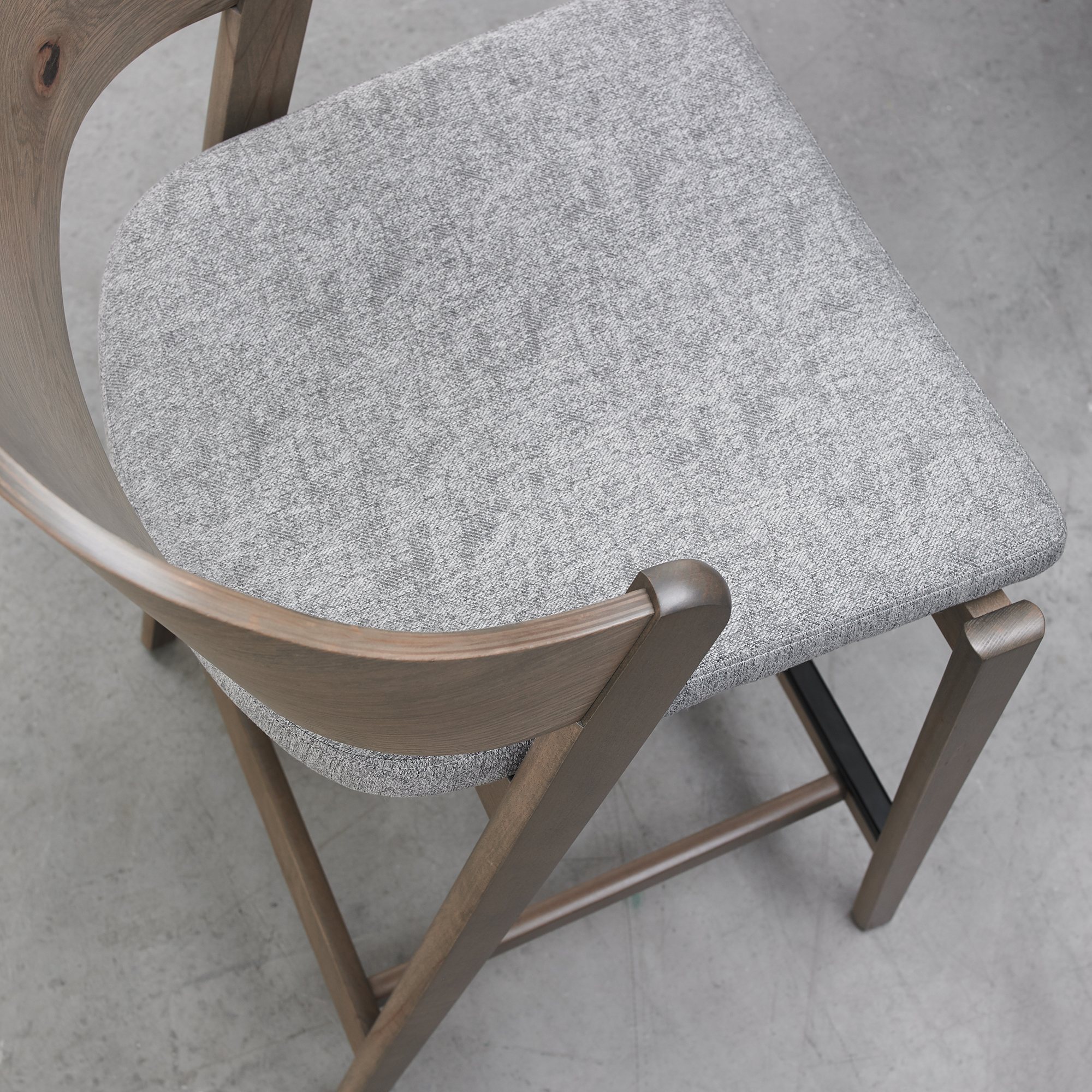Vega Grey Oiled Oak Bar Stool - Grey Fabric (Single) by Bentley Designs | Style Our Home