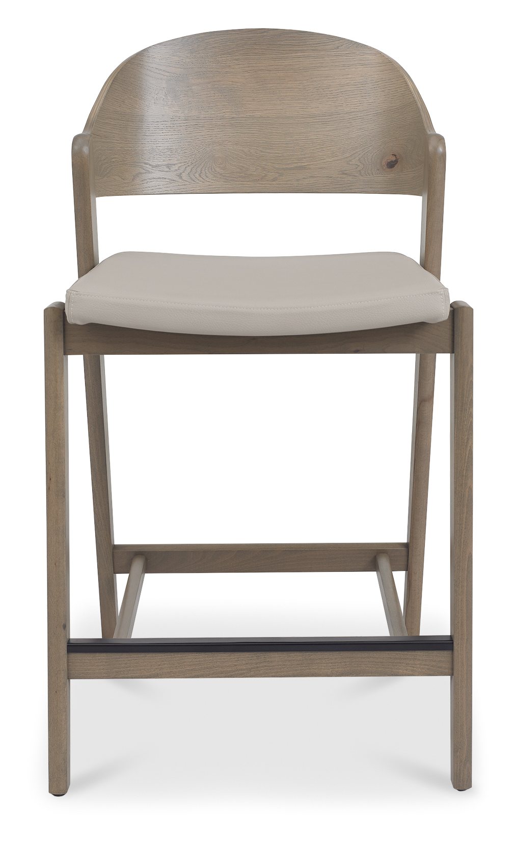 Vega Grey Oiled Oak Bar Stool - Grey Bonded Leather (Single) by Bentley Designs | Style Our Home