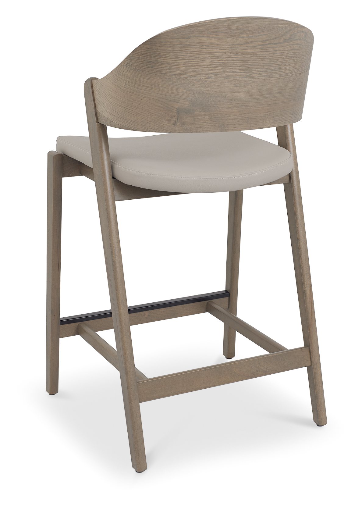 Vega Grey Oiled Oak Bar Stool - Grey Bonded Leather (Single) by Bentley Designs | Style Our Home
