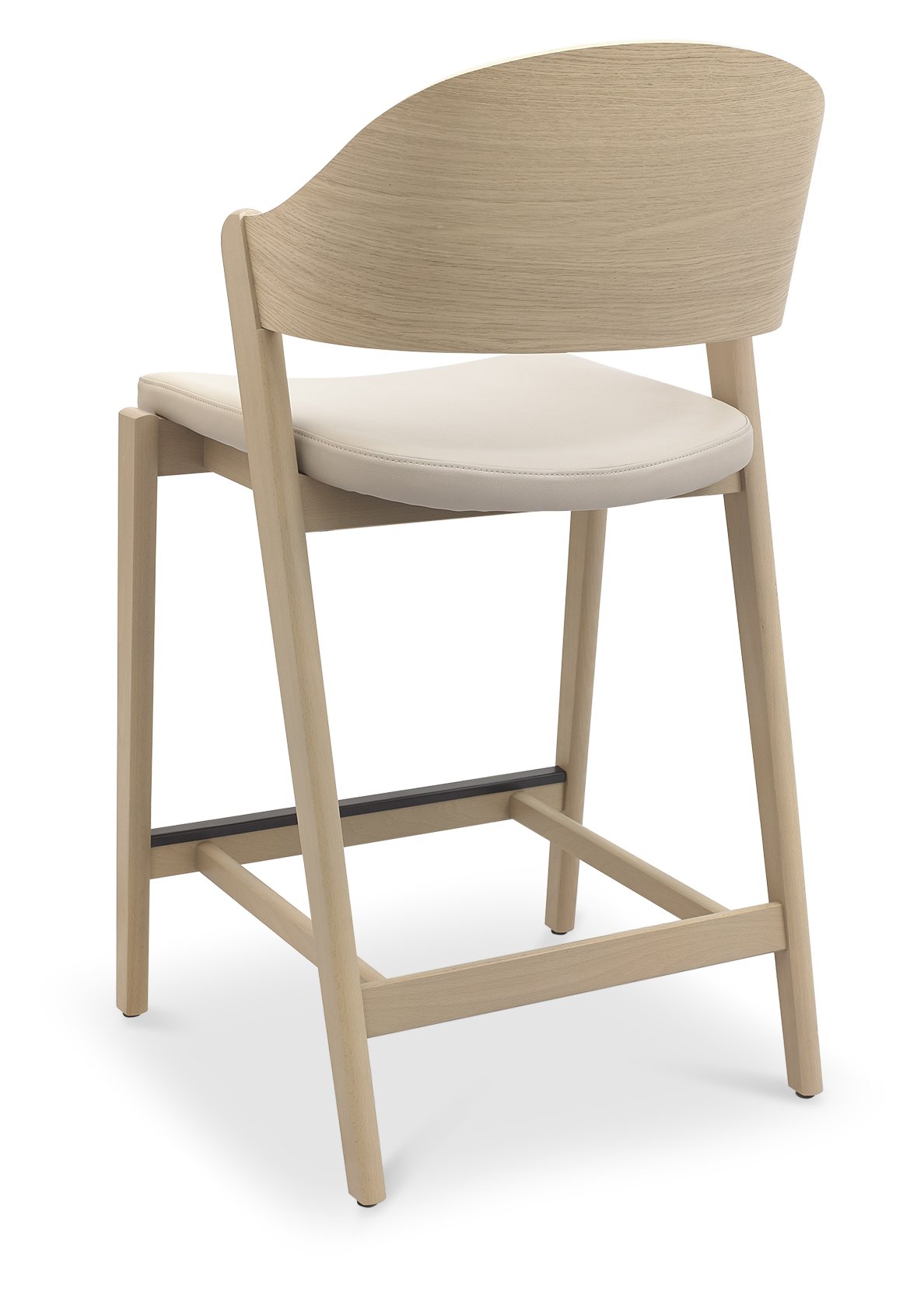 Vega Scandi Oak Bar Stool - Ivory Bonded Leather (Single) by Bentley Designs | Style Our Home
