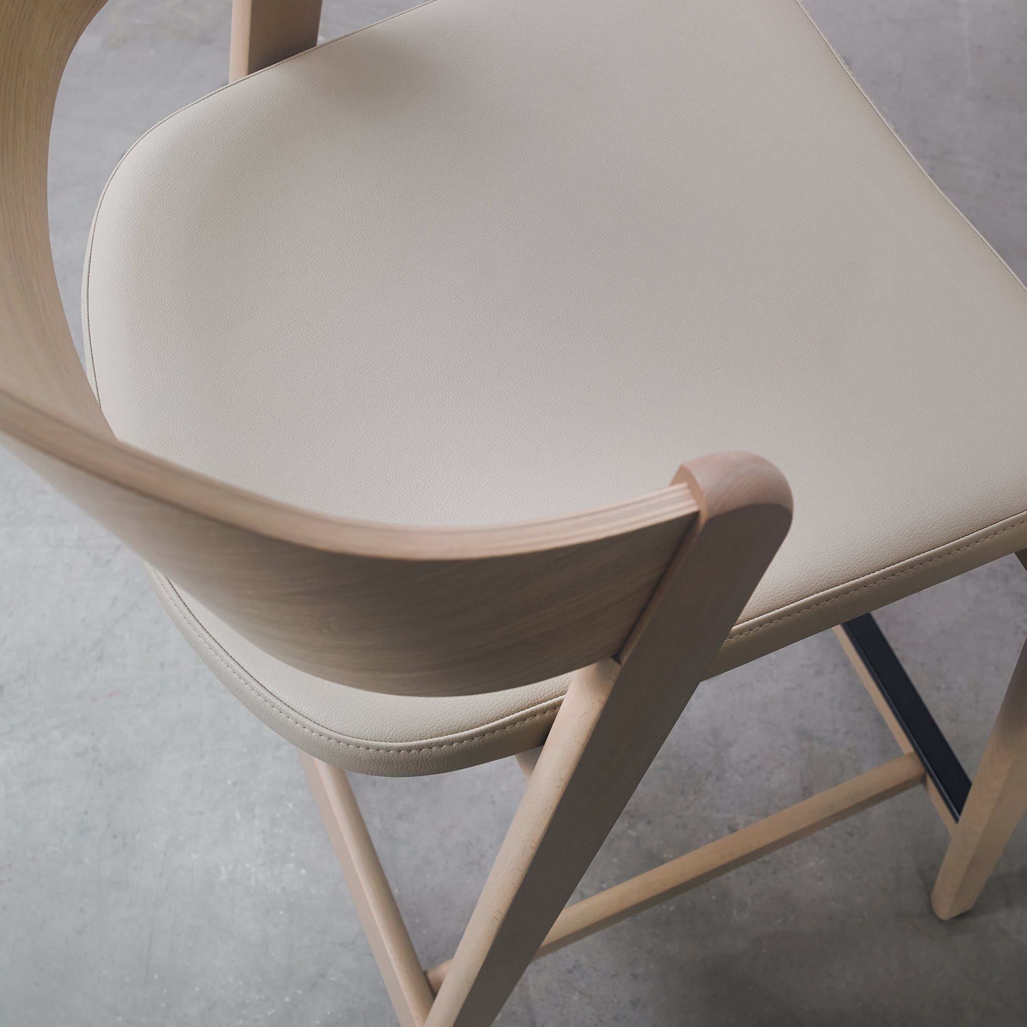 Vega Scandi Oak Bar Stool - Ivory Bonded Leather (Single) by Bentley Designs | Style Our Home