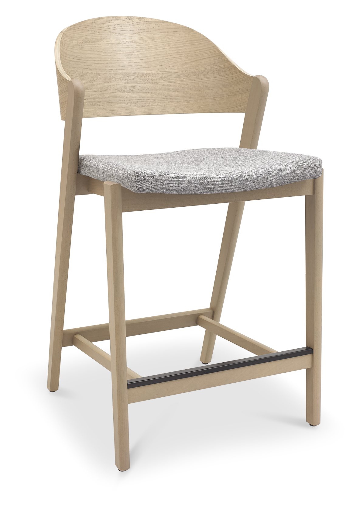 Vega Scandi Oak Bar Stool - Grey Fabric (Single) by Bentley Designs | Style Our Home
