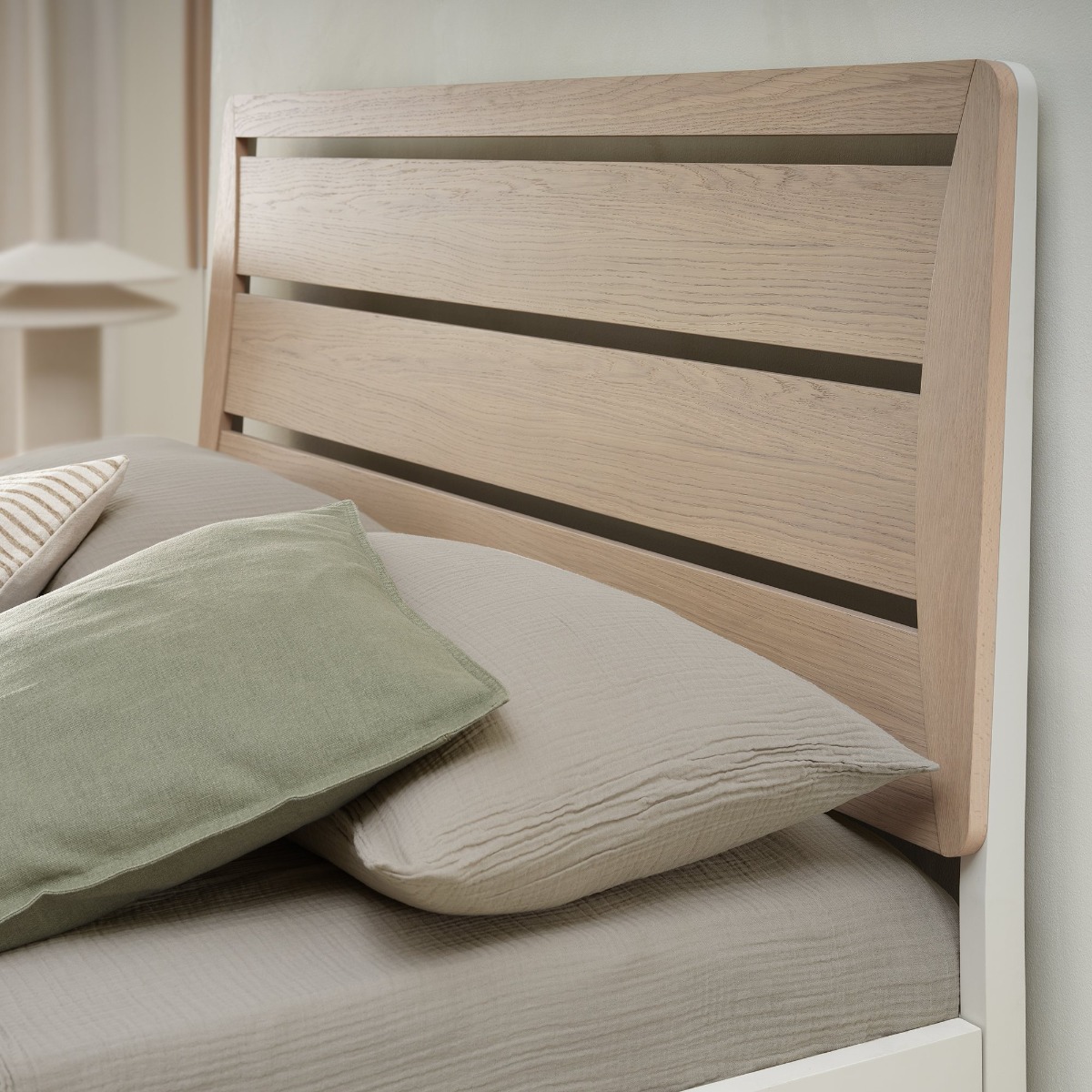 Larsen Scandi Oak & Soft Grey Slatted Bedstead Double 135cmby Bentley Designs | Style Our Home