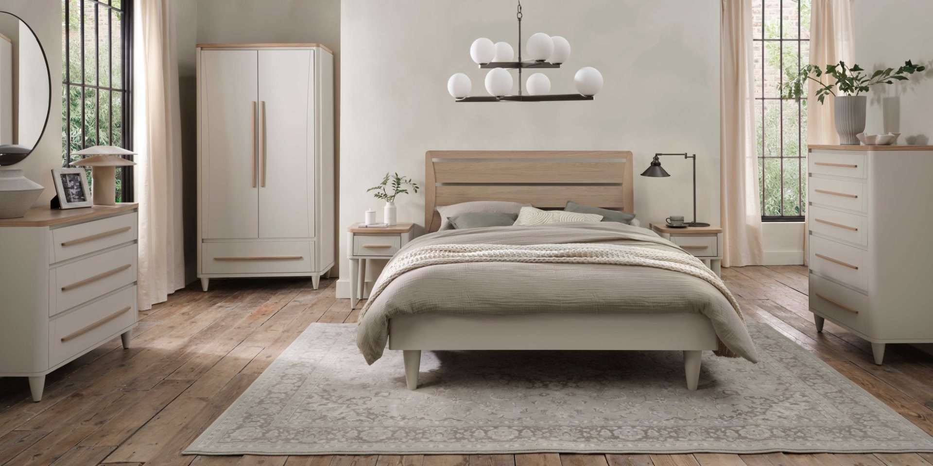 Larsen Scandi Oak & Soft Grey Slatted Bedstead Double 135cmby Bentley Designs | Style Our Home