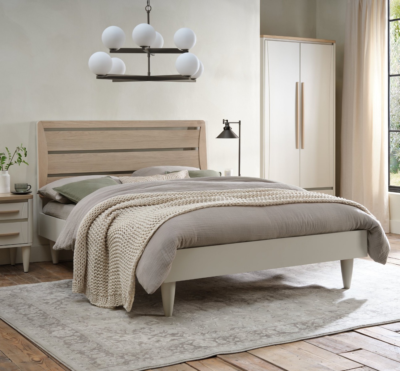Larsen Scandi Oak & Soft Grey Slatted Bedstead King 150cmby Bentley Designs | Style Our Home