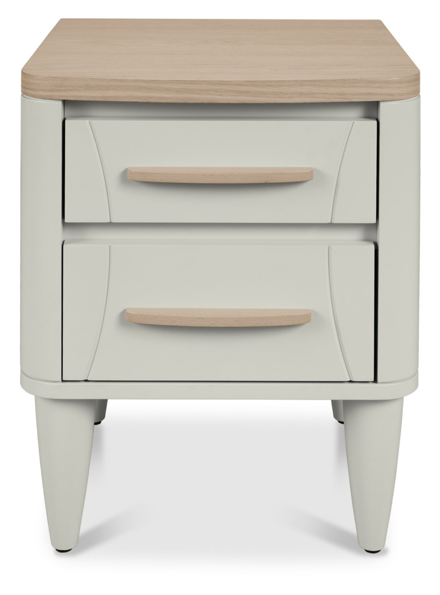 Larsen Scandi Oak & Soft Grey 2 Drawer Nightstandby Bentley Designs | Style Our Home