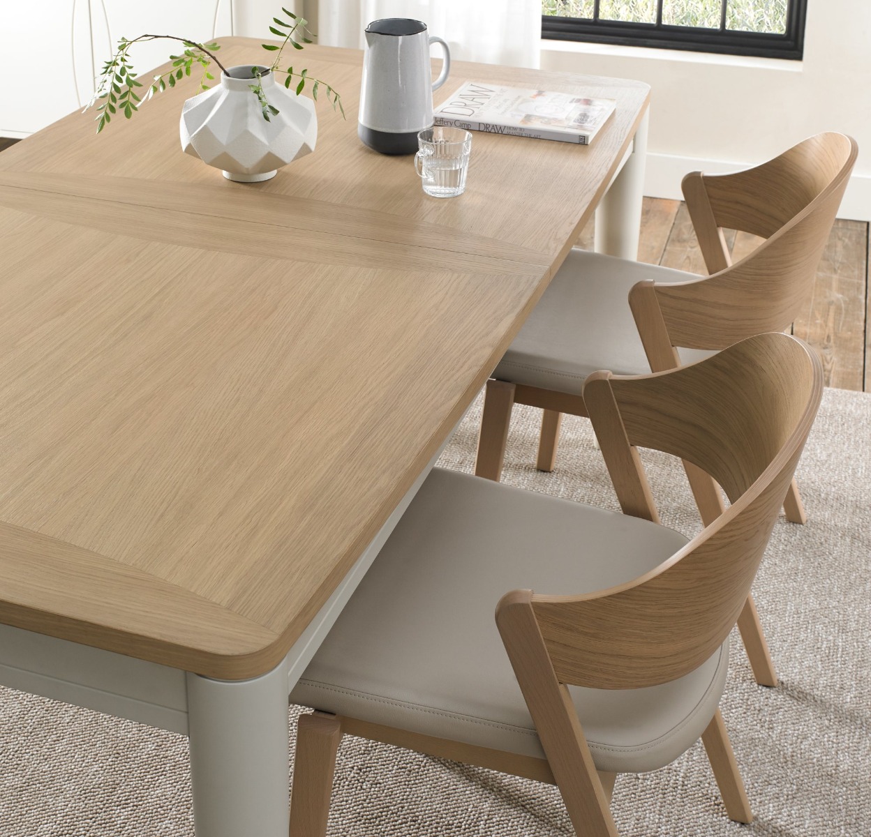 Larsen Scandi Oak & Soft Grey 4-6 Extension Dining Tableby Bentle by Designs | Style Our Home