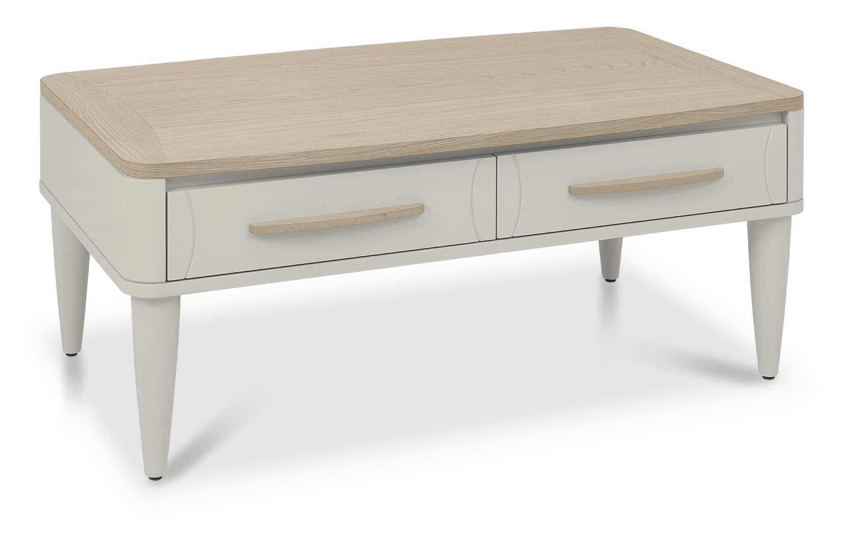 Larsen Scandi Oak & Soft Grey Coffee Table with Drawer by Bentley Designs | Style Our Home