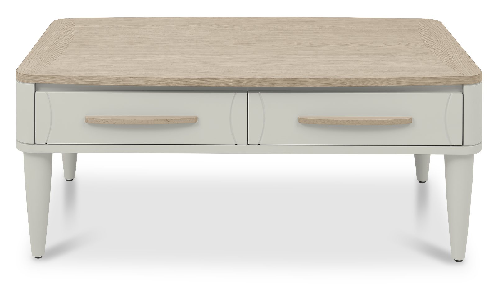 Larsen Scandi Oak & Soft Grey Coffee Table with Drawer by Bentley Designs | Style Our Home