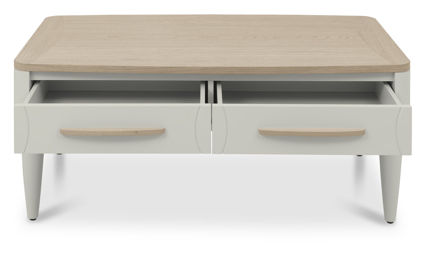 Larsen Scandi Oak & Soft Grey Coffee Table with Drawer by Bentley Designs | Style Our Home