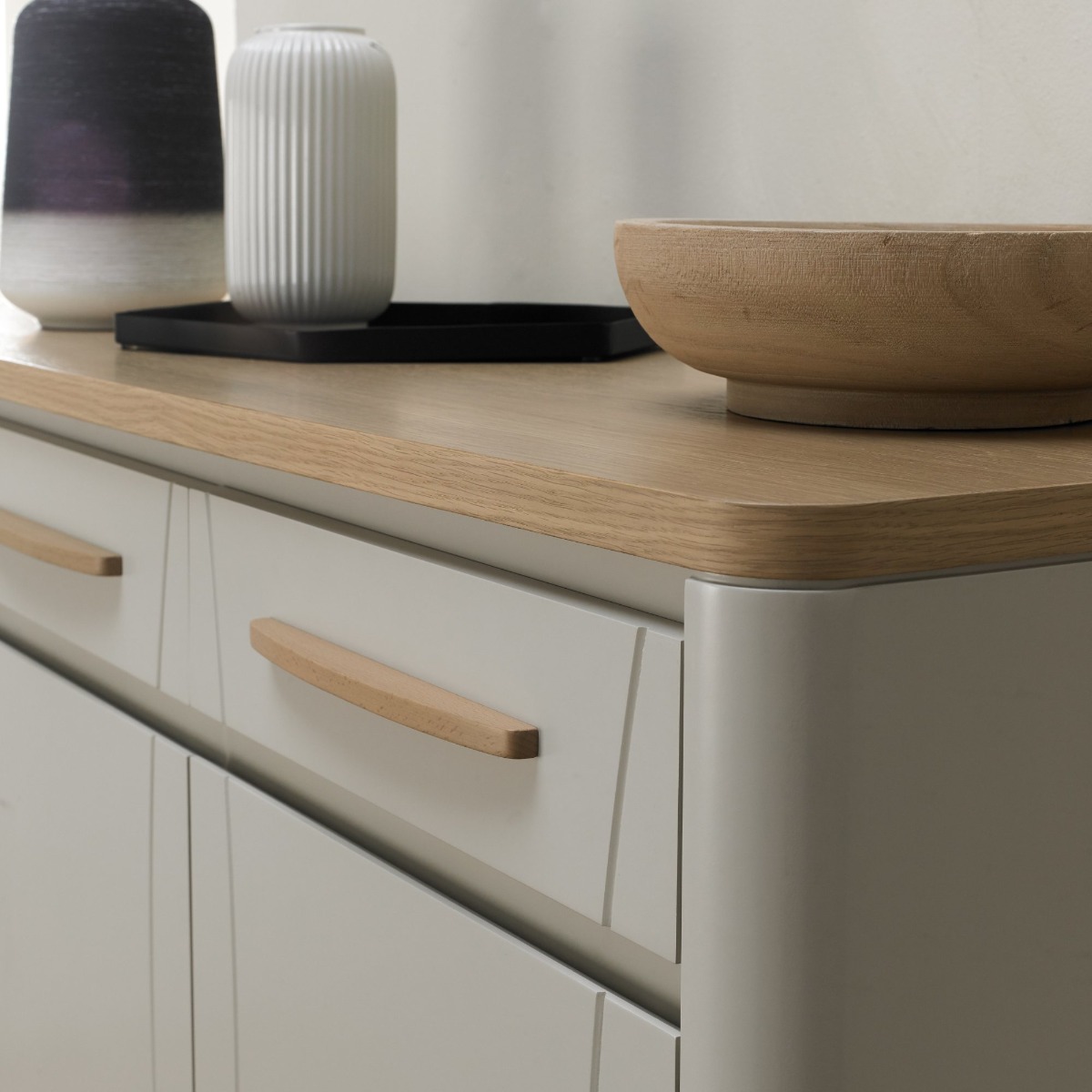 Larsen Scandi Oak & Soft Grey Wide Sideboardby Bentle by Designs | Style Our Home