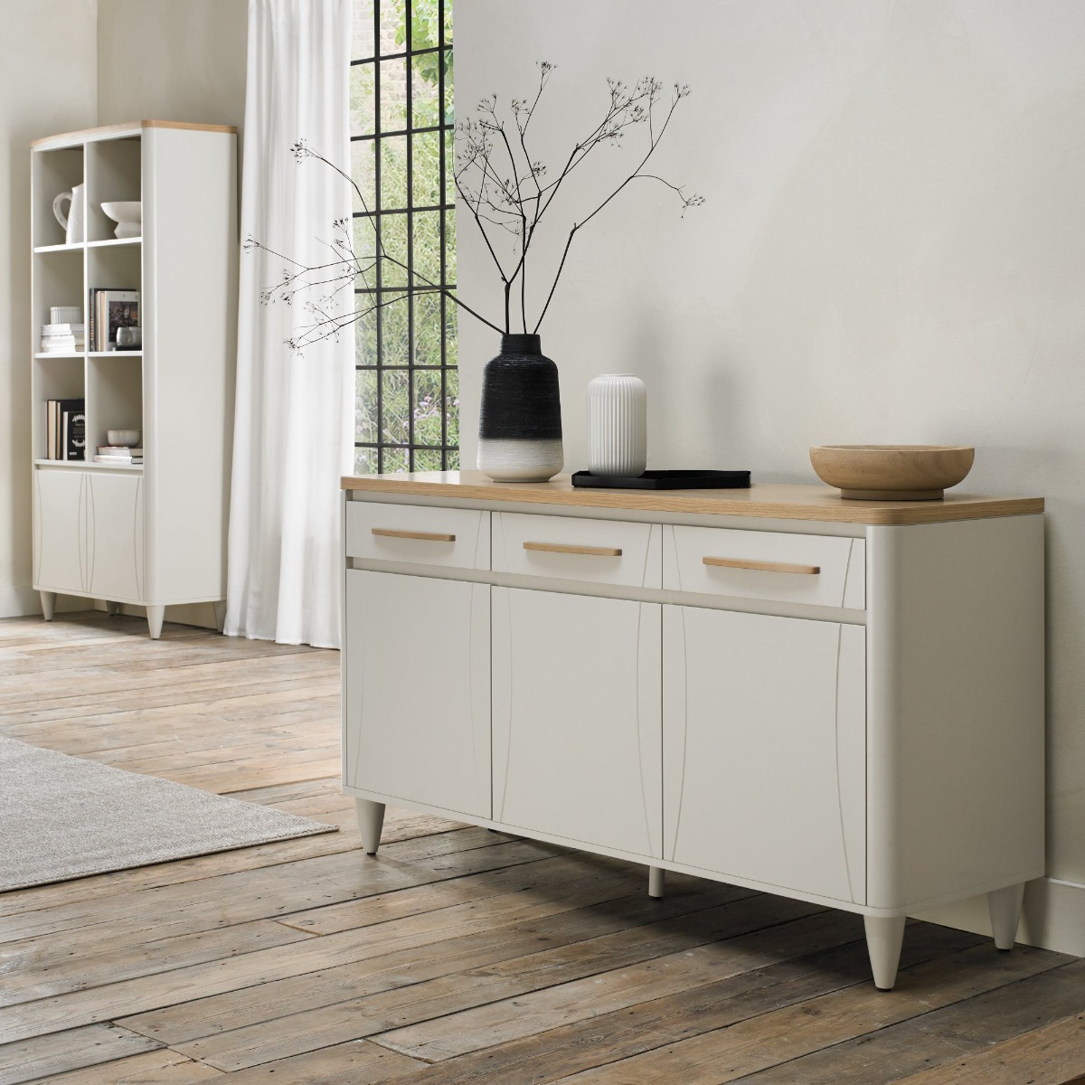 Larsen Scandi Oak & Soft Grey Wide Sideboardby Bentle by Designs | Style Our Home