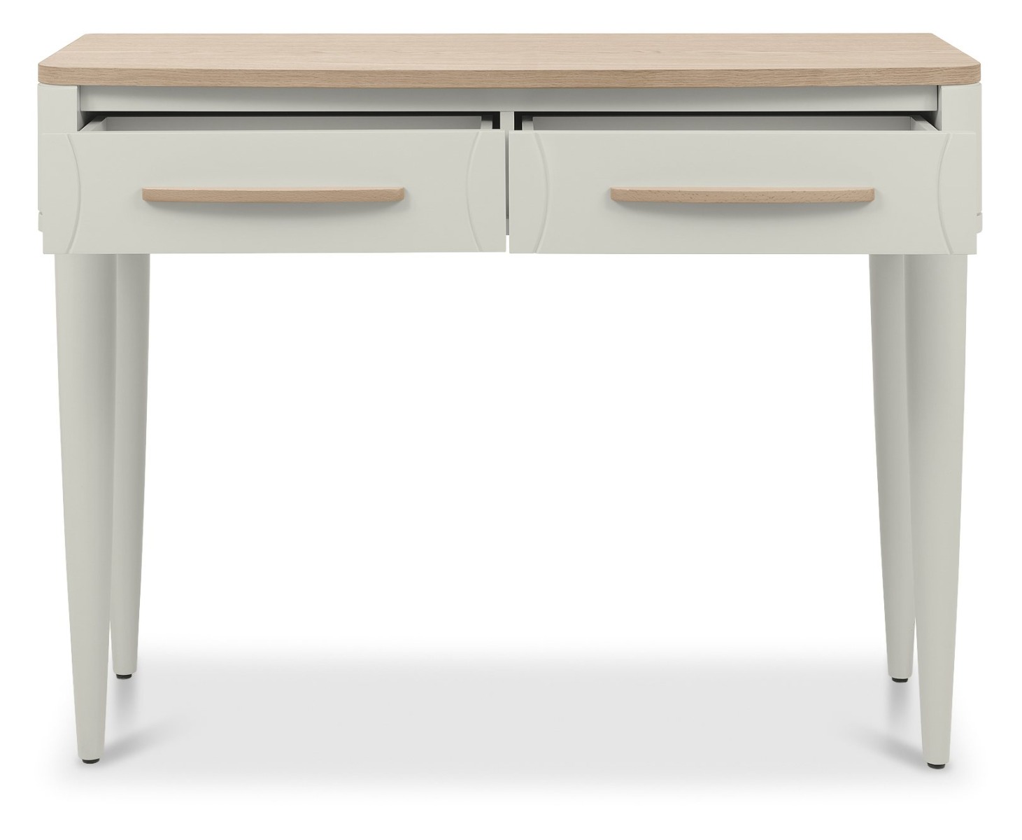Larsen Scandi Oak & Soft Grey Console Table with Drawerby Bentle by Designs | Style Our Home