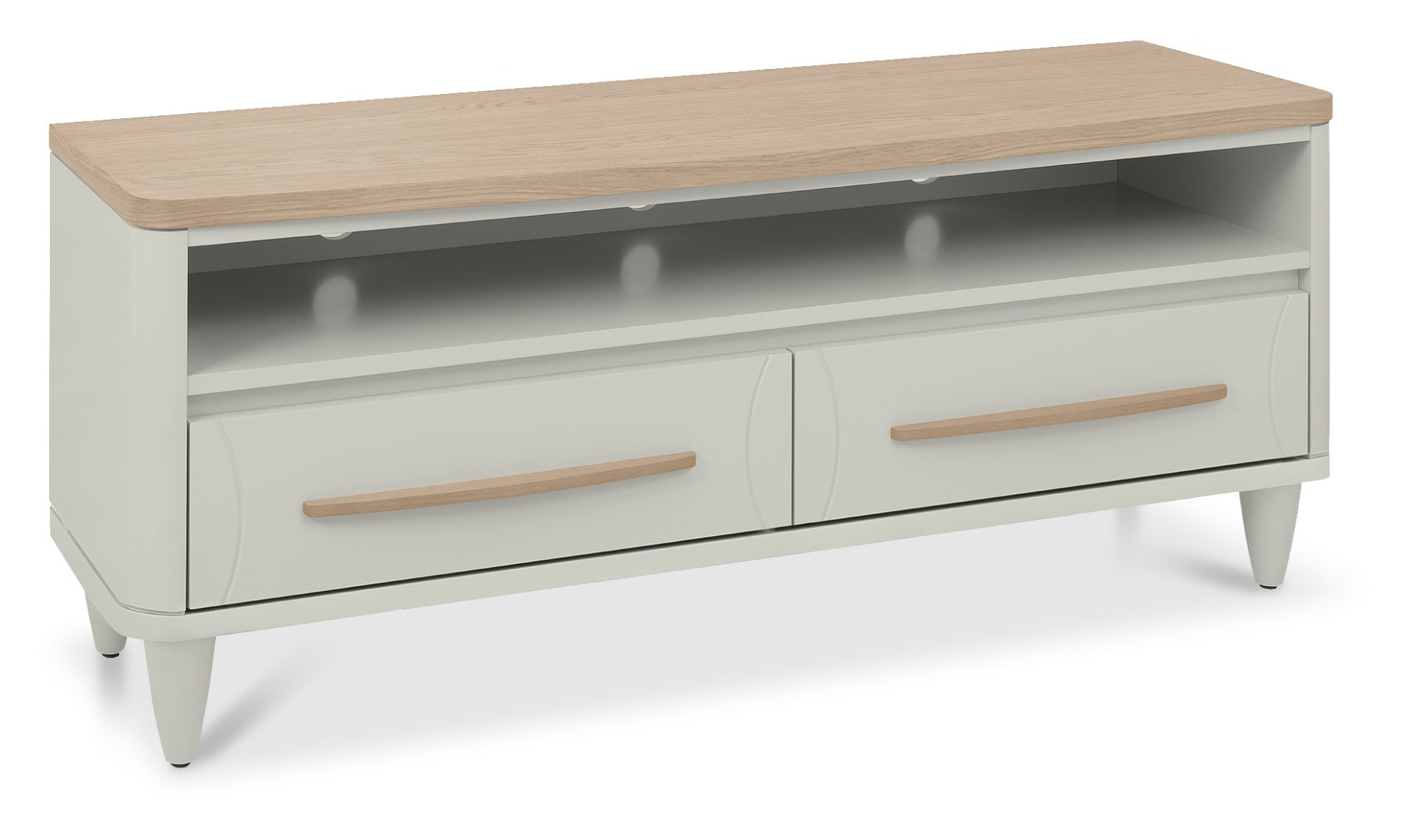 Larsen Scandi Oak & Soft Grey Entertainment Unitby Bentle by Designs | Style Our Home