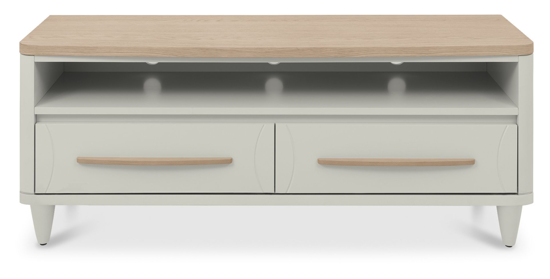 Larsen Scandi Oak & Soft Grey Entertainment Unitby Bentle by Designs | Style Our Home