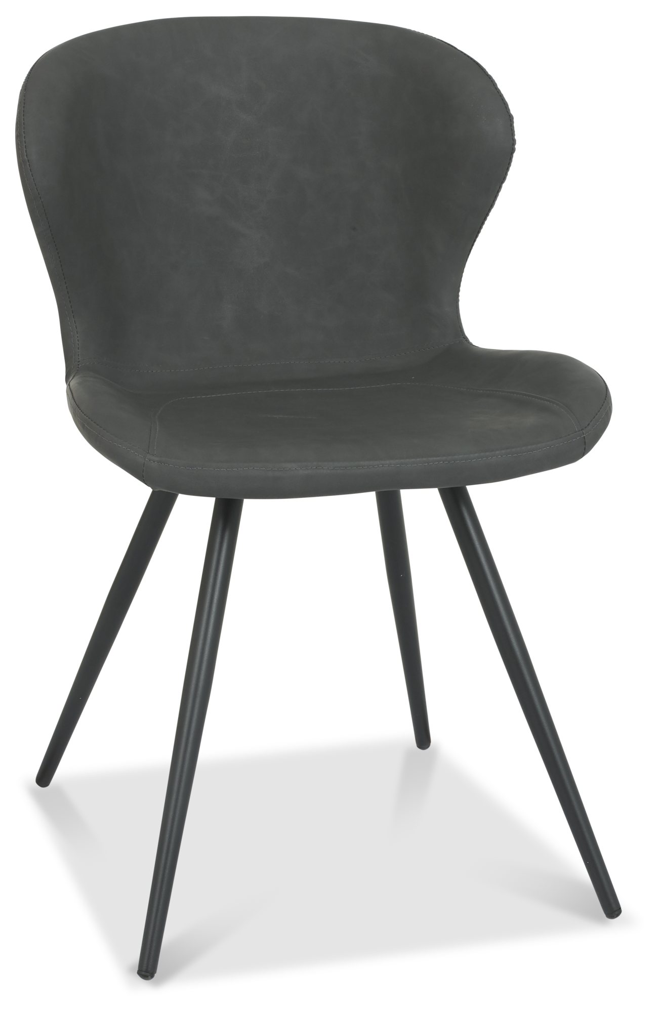 Arlo - Dark Grey Faux Leather Chair with Black Legs (Pair) by Bentley Designs | Style Our Home