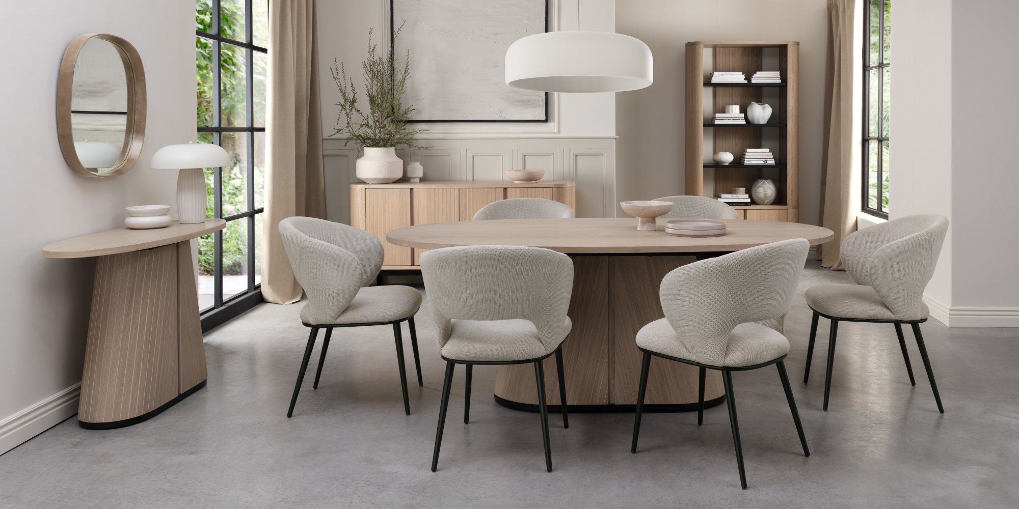 Luca - Beige Fabric Chair with Matt Black Legs (Pair) by Bentley Designs | Style Our Home
