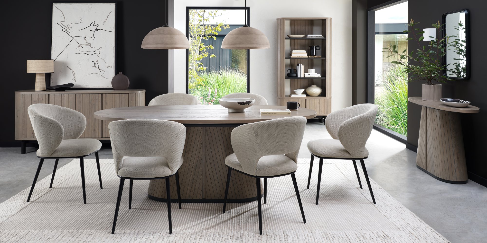 Luca - Beige Fabric Chair with Matt Black Legs (Pair) by Bentley Designs | Style Our Home