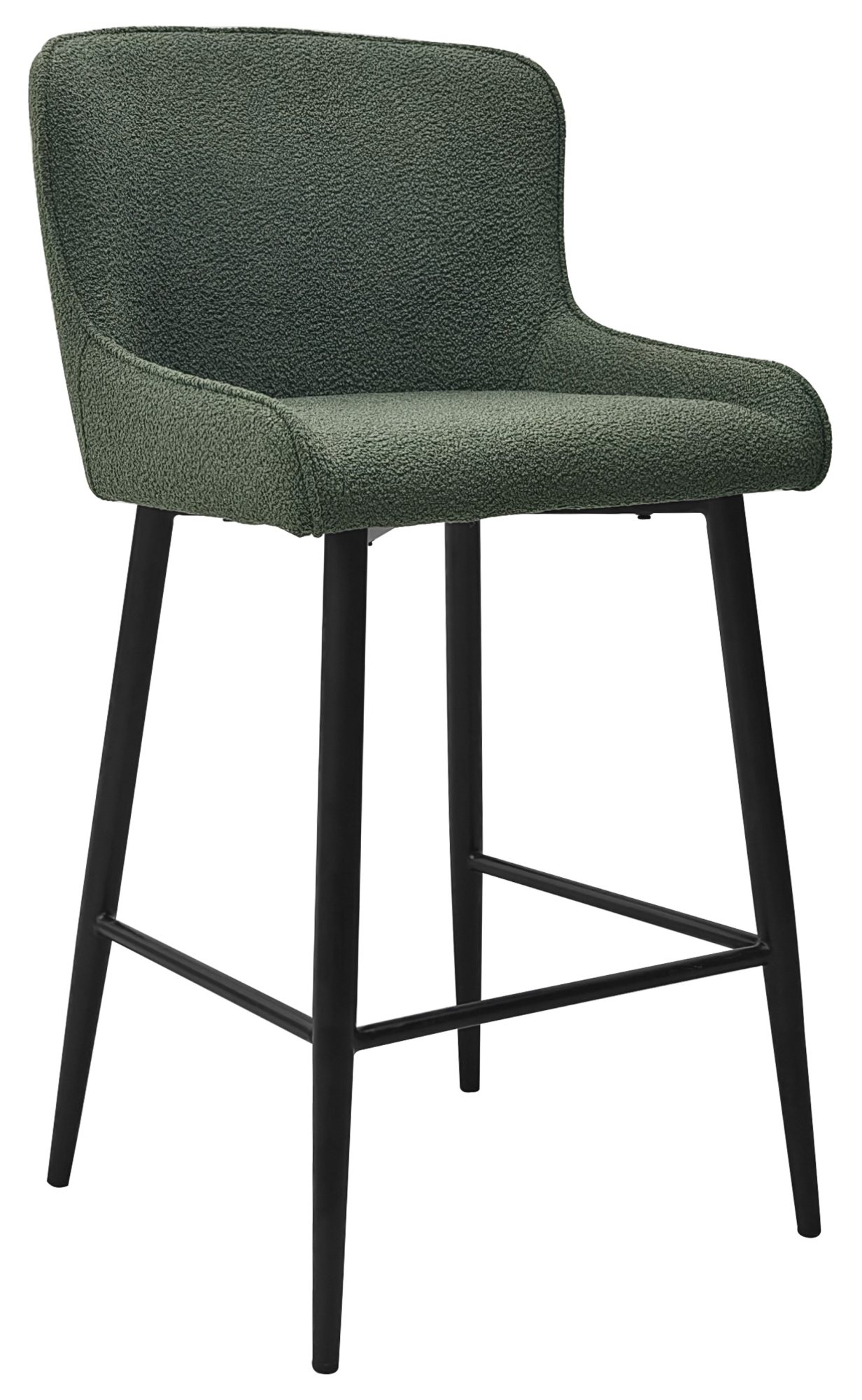 Rubens - Green Boucle Fabric Bar Stool with Black Legs (Pair) by Bentley Designs | Style Our Home
