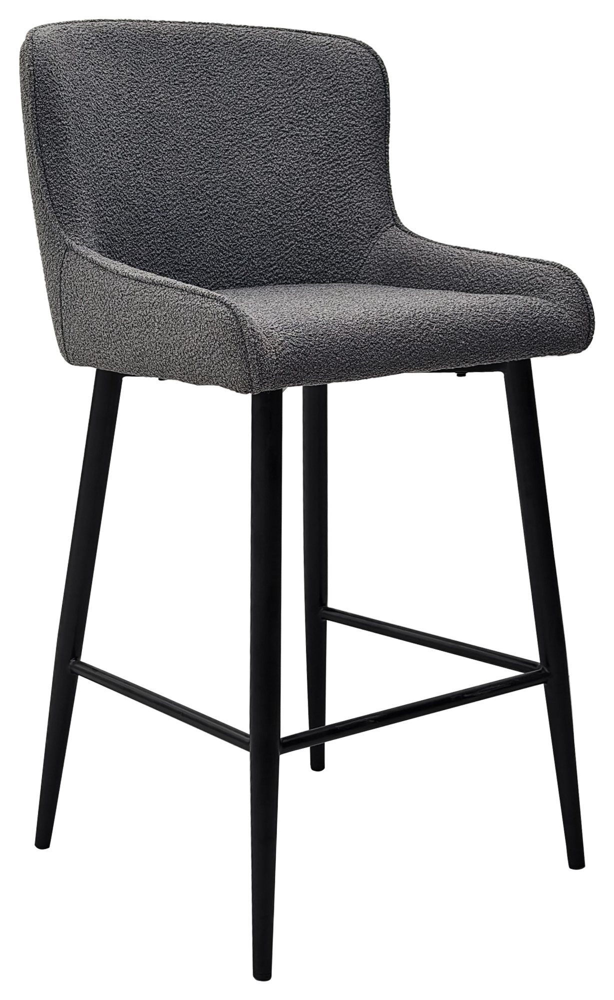 Rubens - Grey Boucle Fabric Bar Stool with Black Legs (Pair) by Bentley Designs | Style Our Home