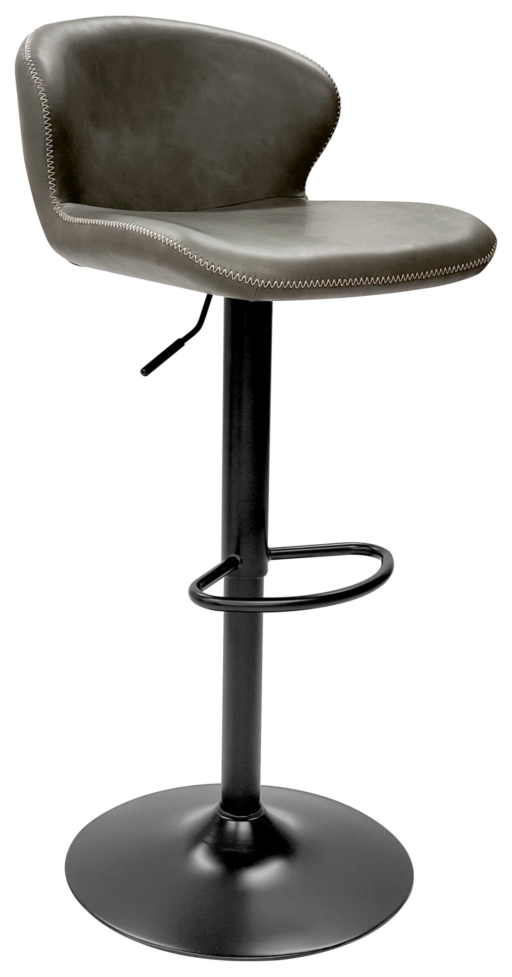 Rosso - Olive Vintage Faux Leather Gas Lift Swivel Barstool with Black Base (Single) by Bentley Designs | Style Our Home