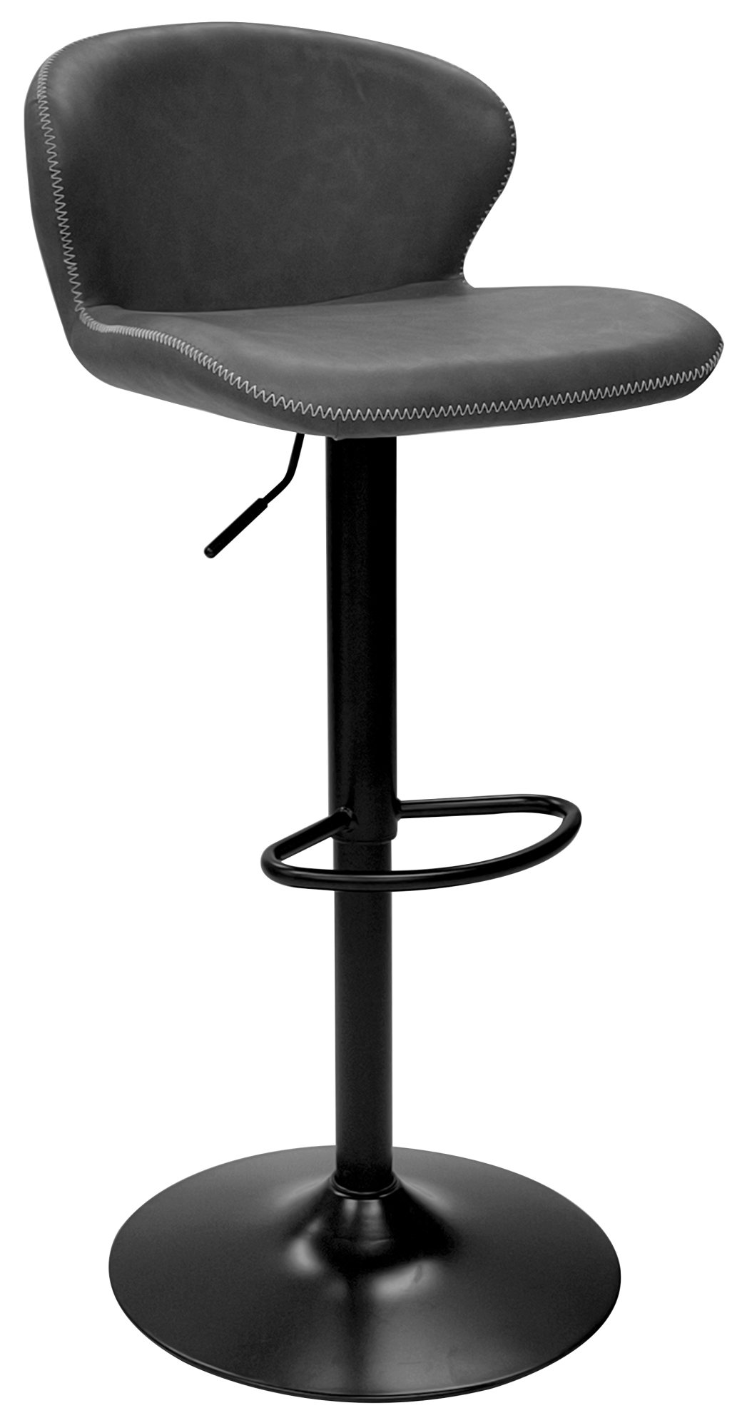 Rosso - Dark Grey Vintage Faux Leather Gas Lift Swivel Barstool with Black Base (Single) by Bentley Designs | Style Our Home