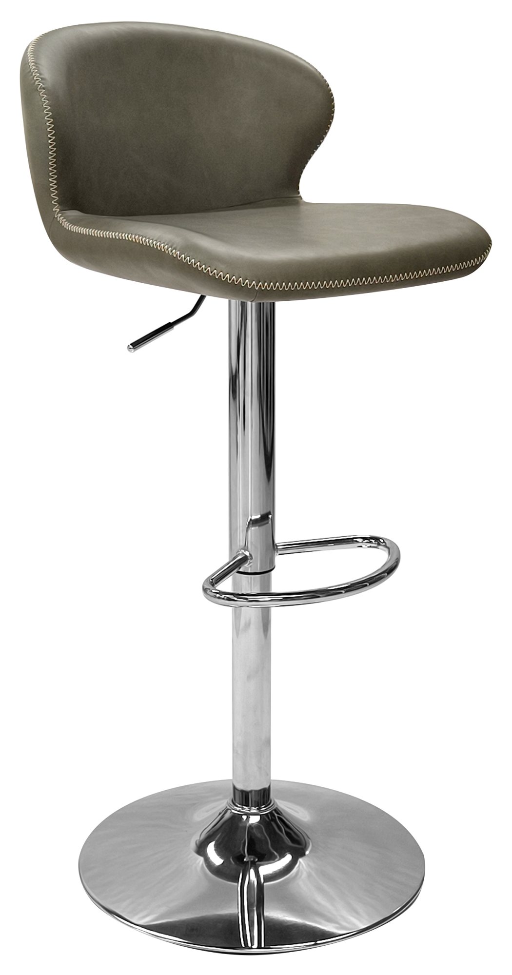 Rosso - Olive Vintage Faux Leather Gas Lift Swivel Barstool with Chrome Base (Single) by Bentley Designs | Style Our Home