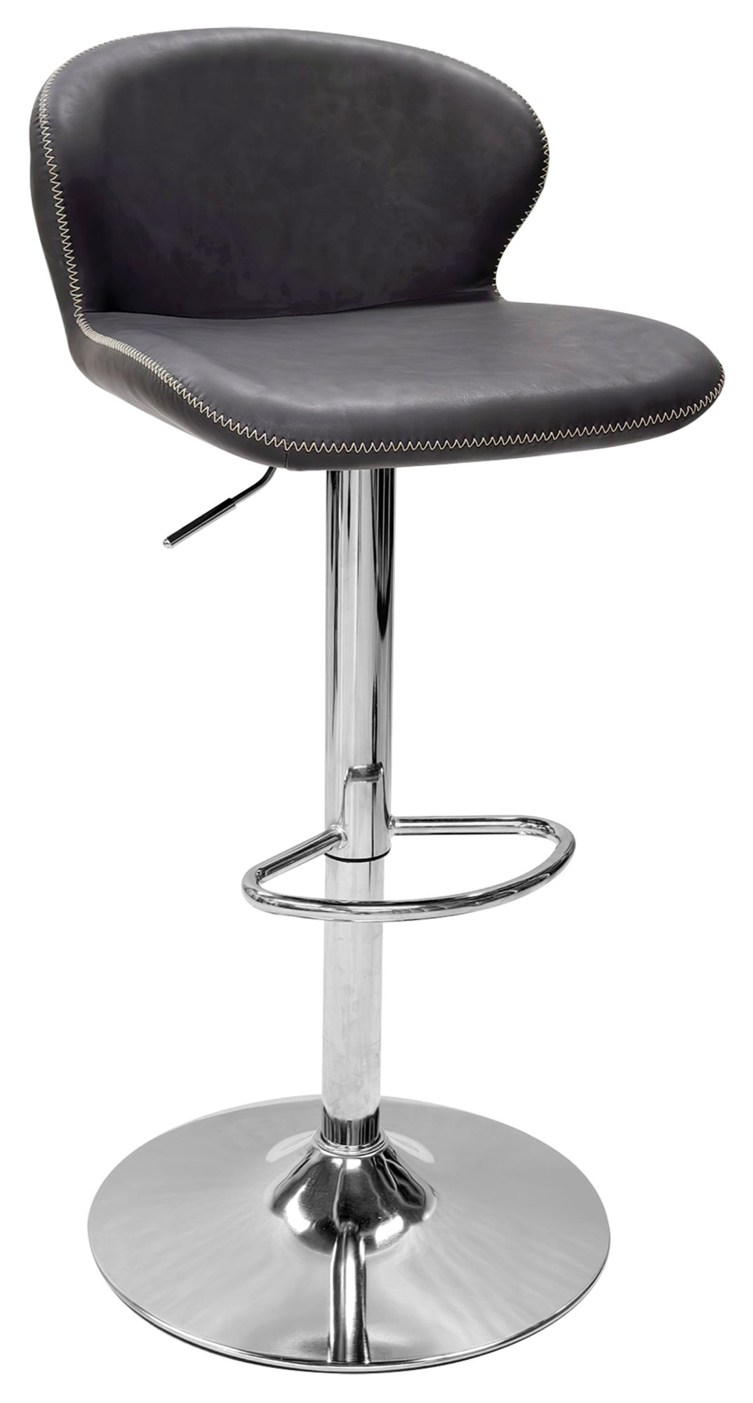 Rosso - Dark Grey Vintage Faux Leather Gaslift Swivel Barstool with Chrome Base (Single) by Bentley Designs | Style Our Home