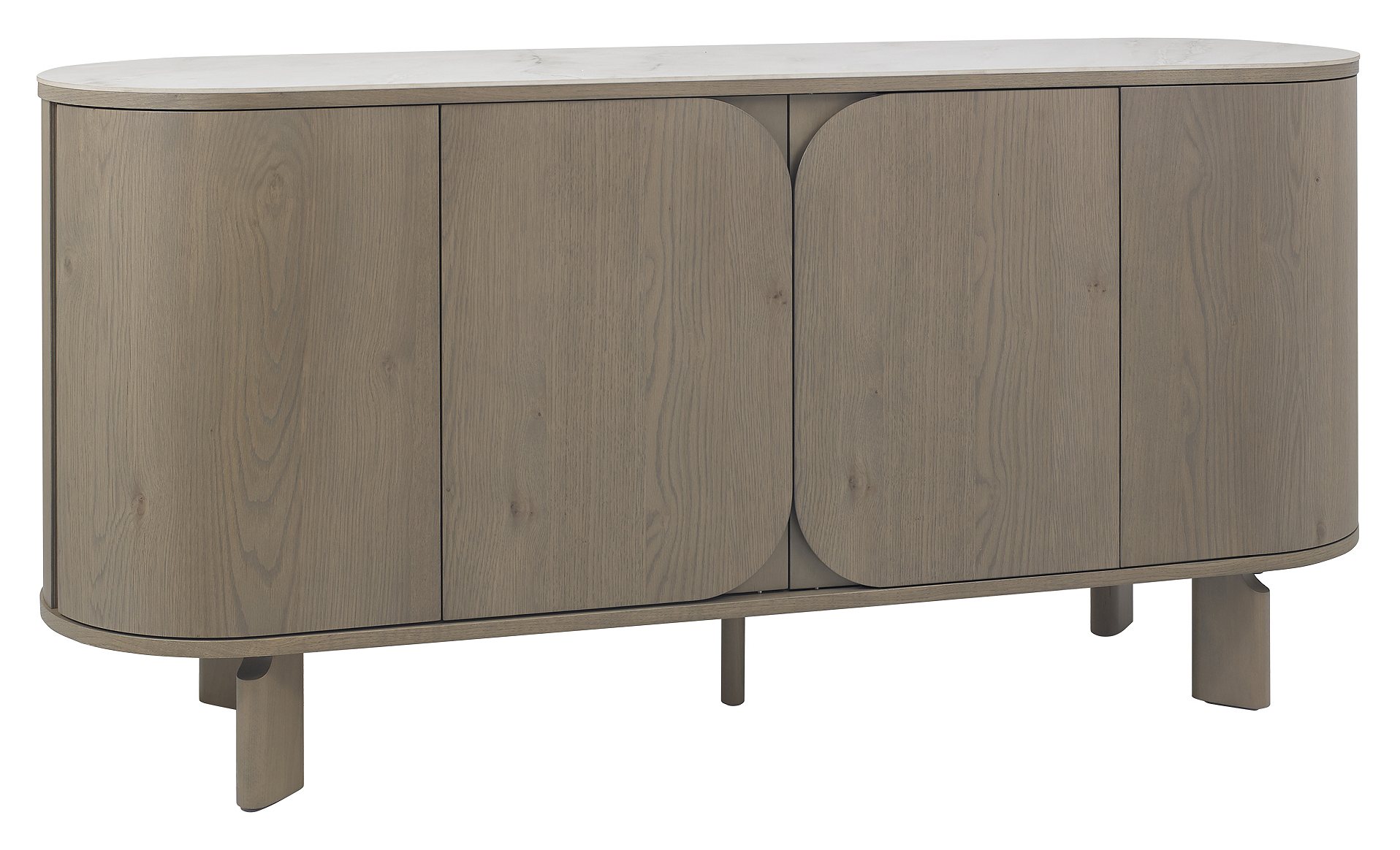 Duo Grey Oiled Oak Wide Sideboard with Monte Bianco Sintered Stone Top by Bentley Designs | Style Our Home