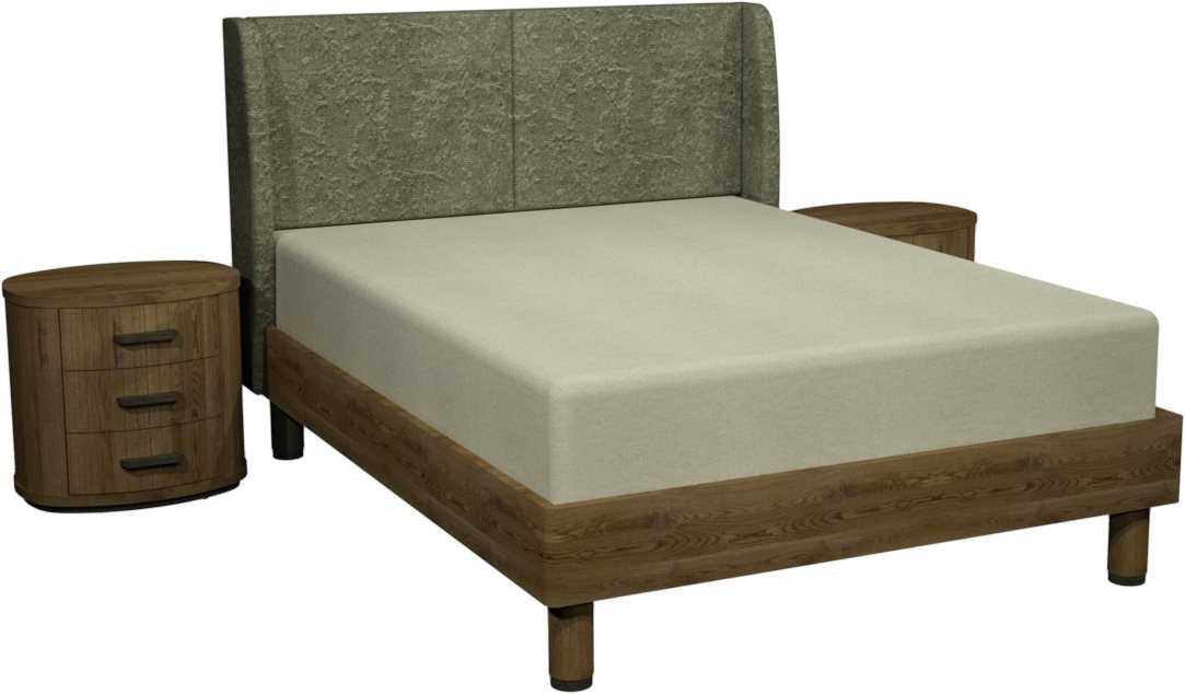 Vega Knotty Oak & Weathered Oak Upholstered Bedstead King 150cm - Pearl Velvet Fabric by Bentley Designs | Style Our Home