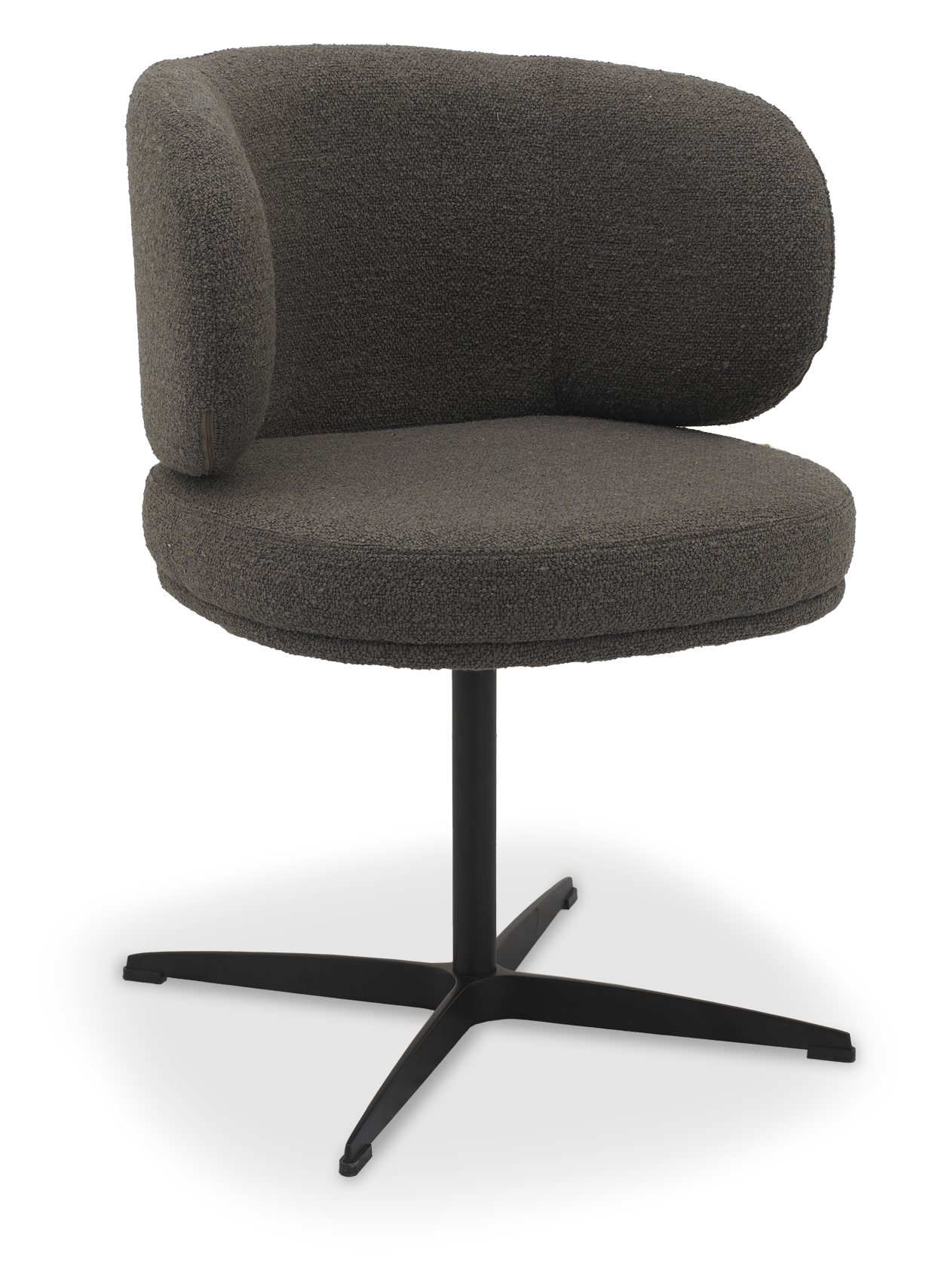 Marcel - 360° Swivel Chair in a Brown Boucle Fabric with Black Legs (Pair) by Bentley Designs | Style Our Home