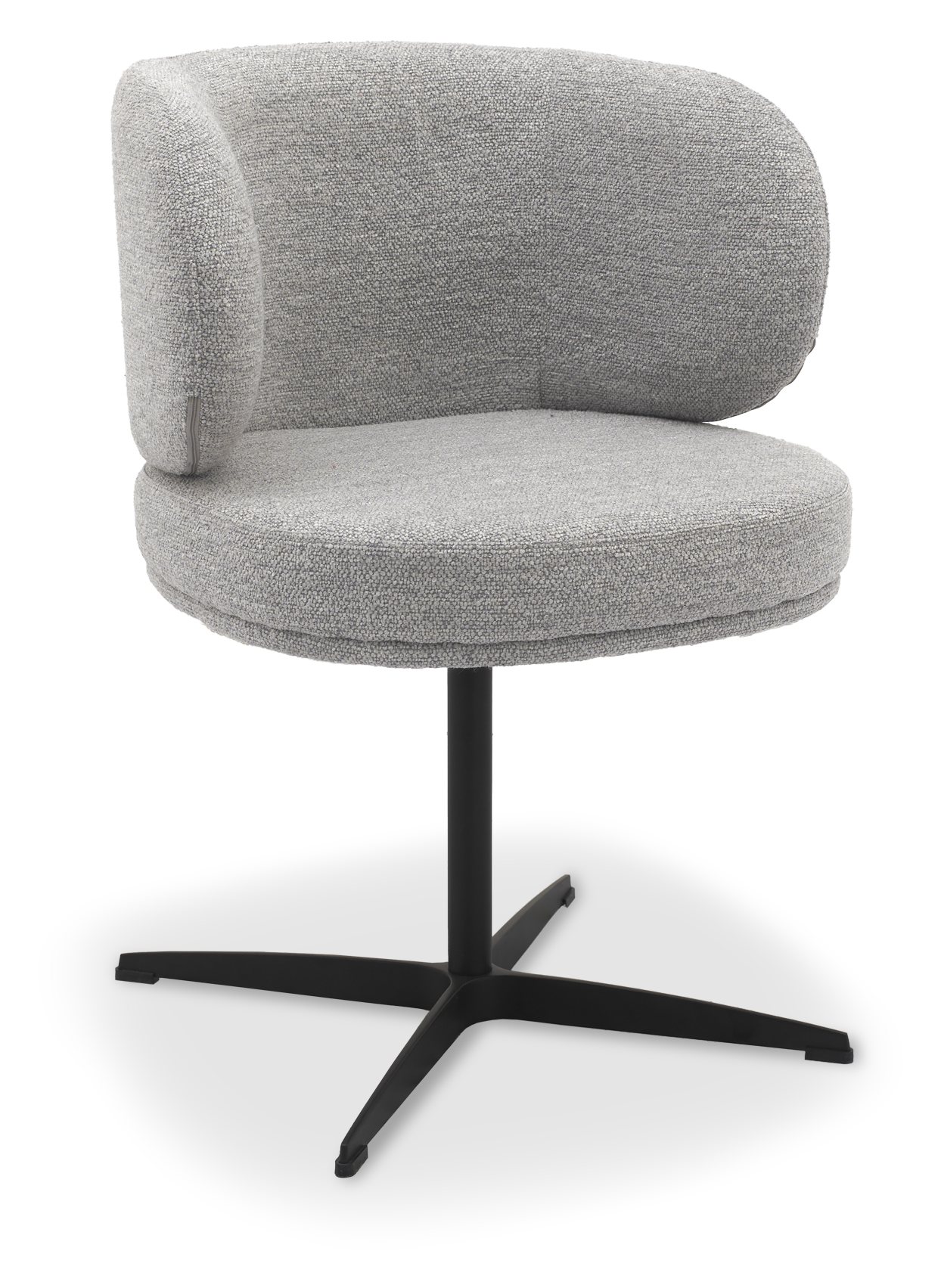 Marcel - 360° Swivel Chair in a Grey Boucle Fabric with Black Legs (Pair) by Bentley Designs | Style Our Home